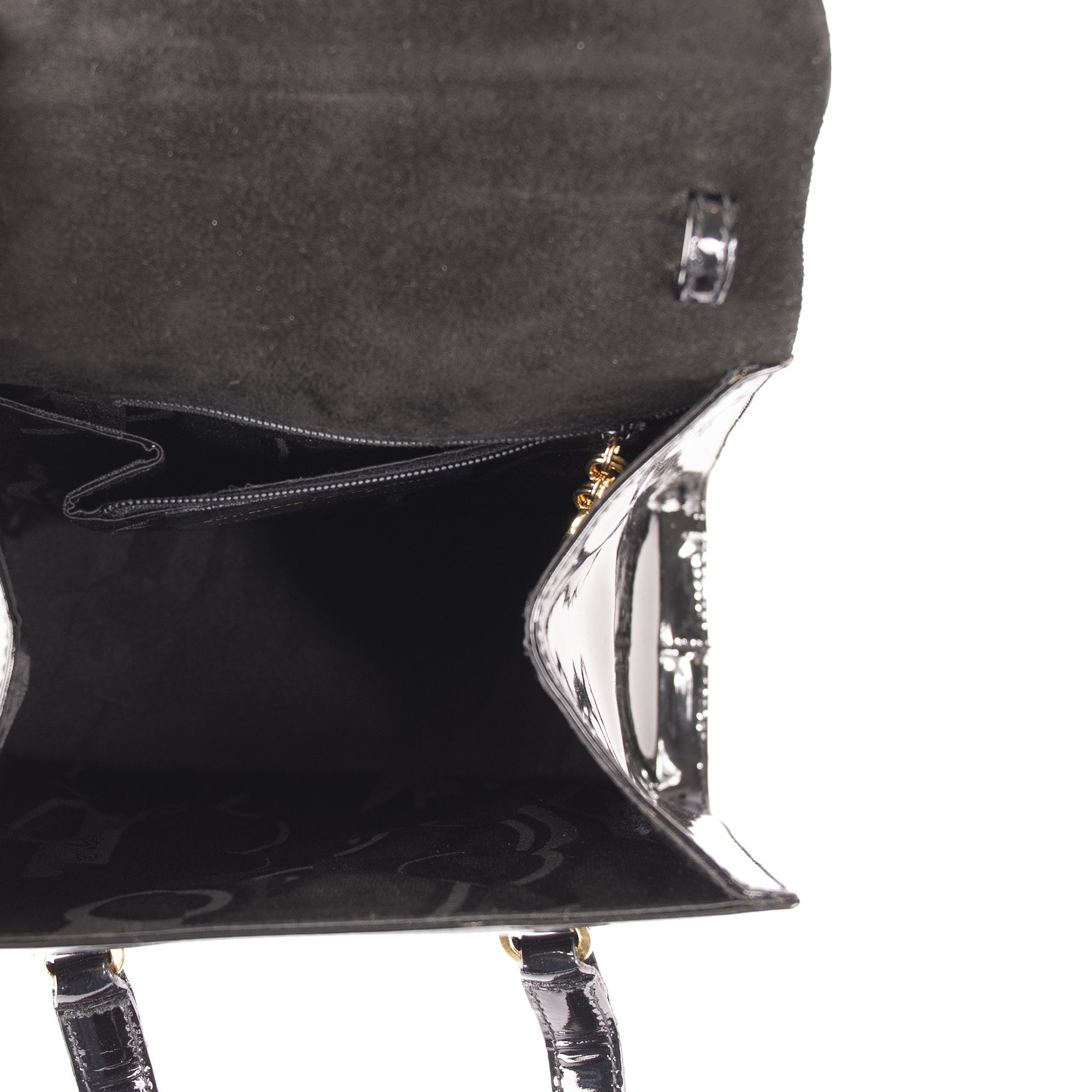 Ferragamo Black Patent Leather Shoulder Bag