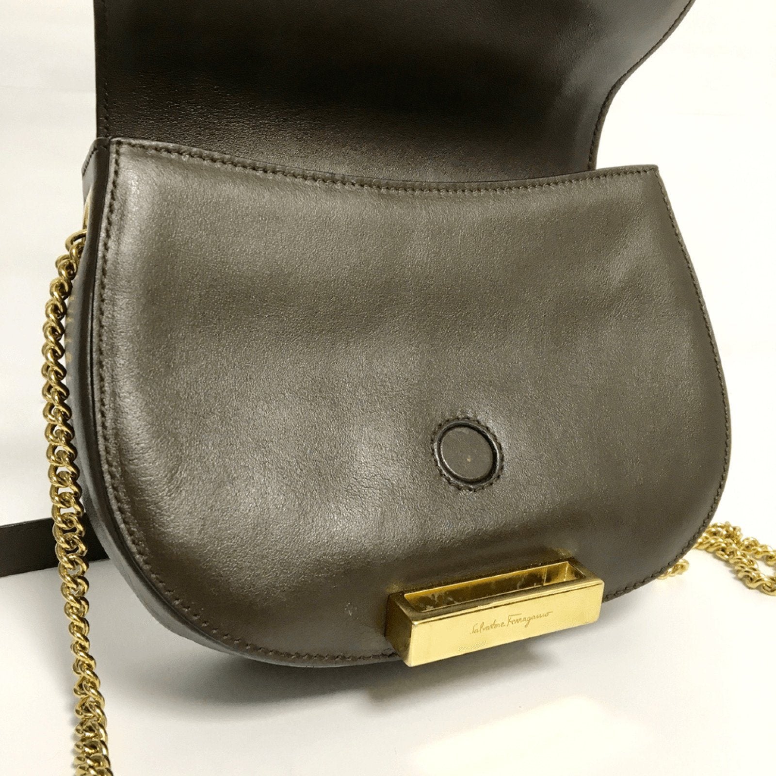 Ferragamo Brown Rosette Small Saddle Crossbody