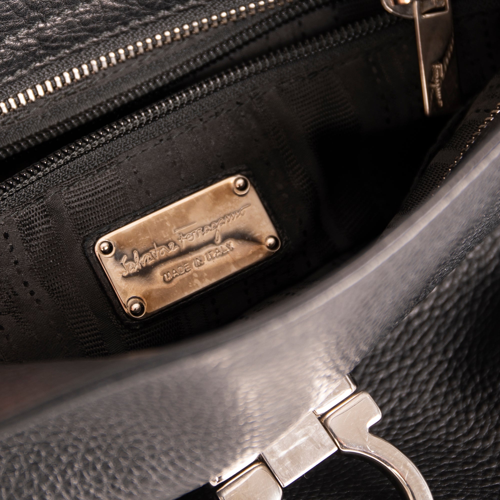 Ferragamo Gancini Leather Handle Bag