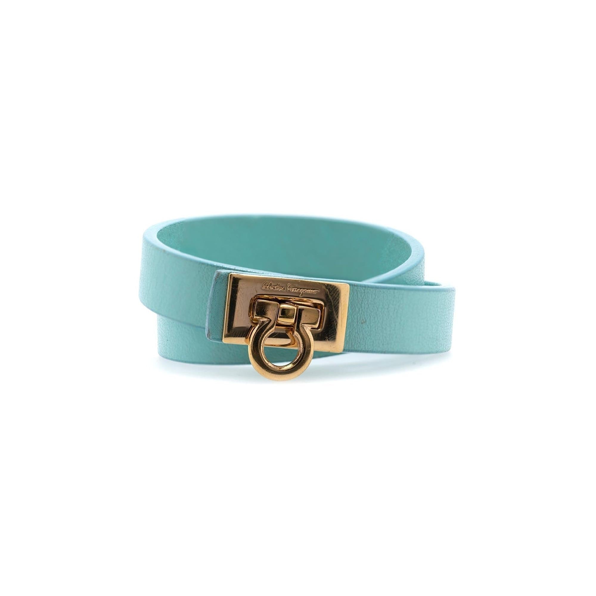 Ferragamo Leather Gancini Lock Wrap Bracelet w/ Box