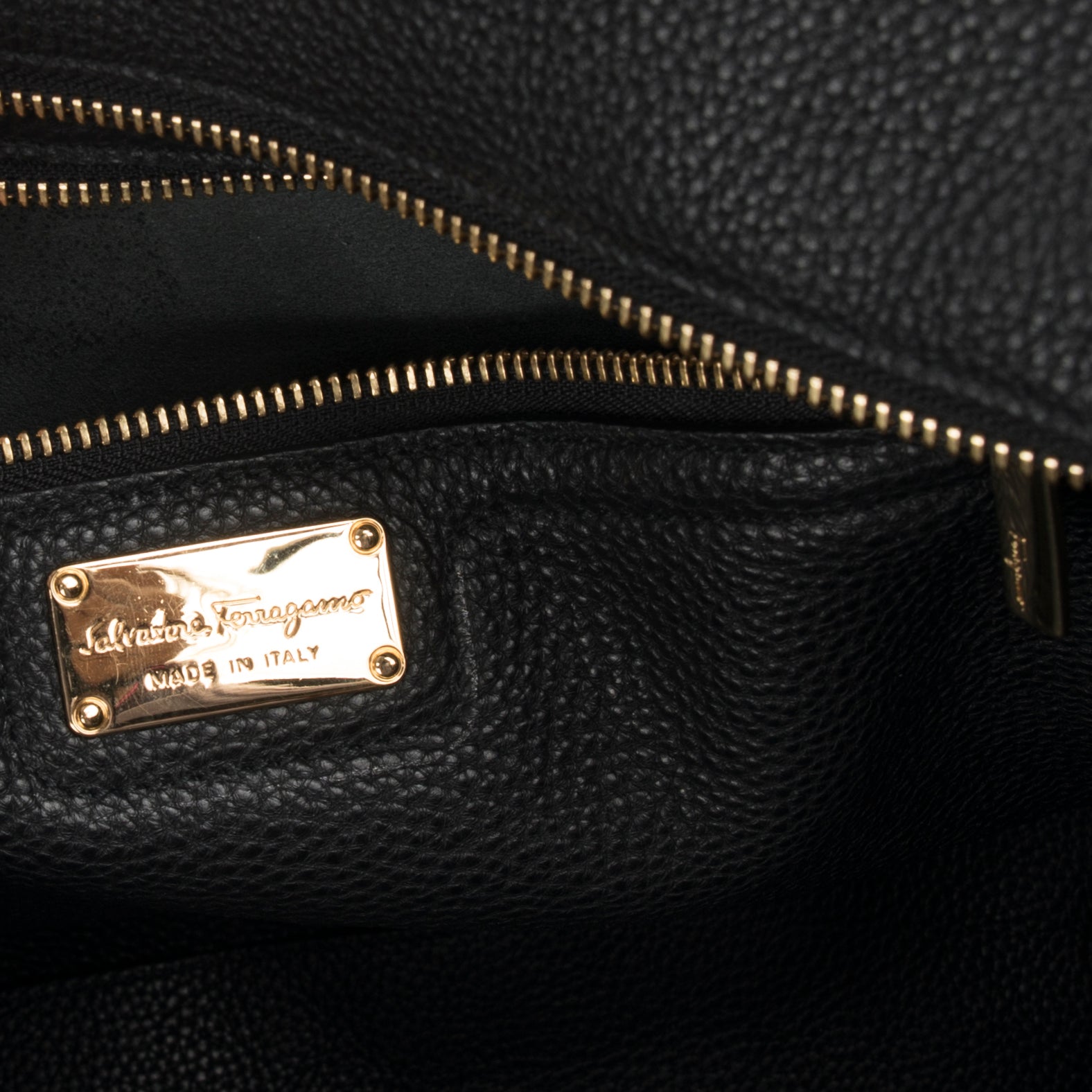 Ferragamo Medium Black Leather Amy Tote