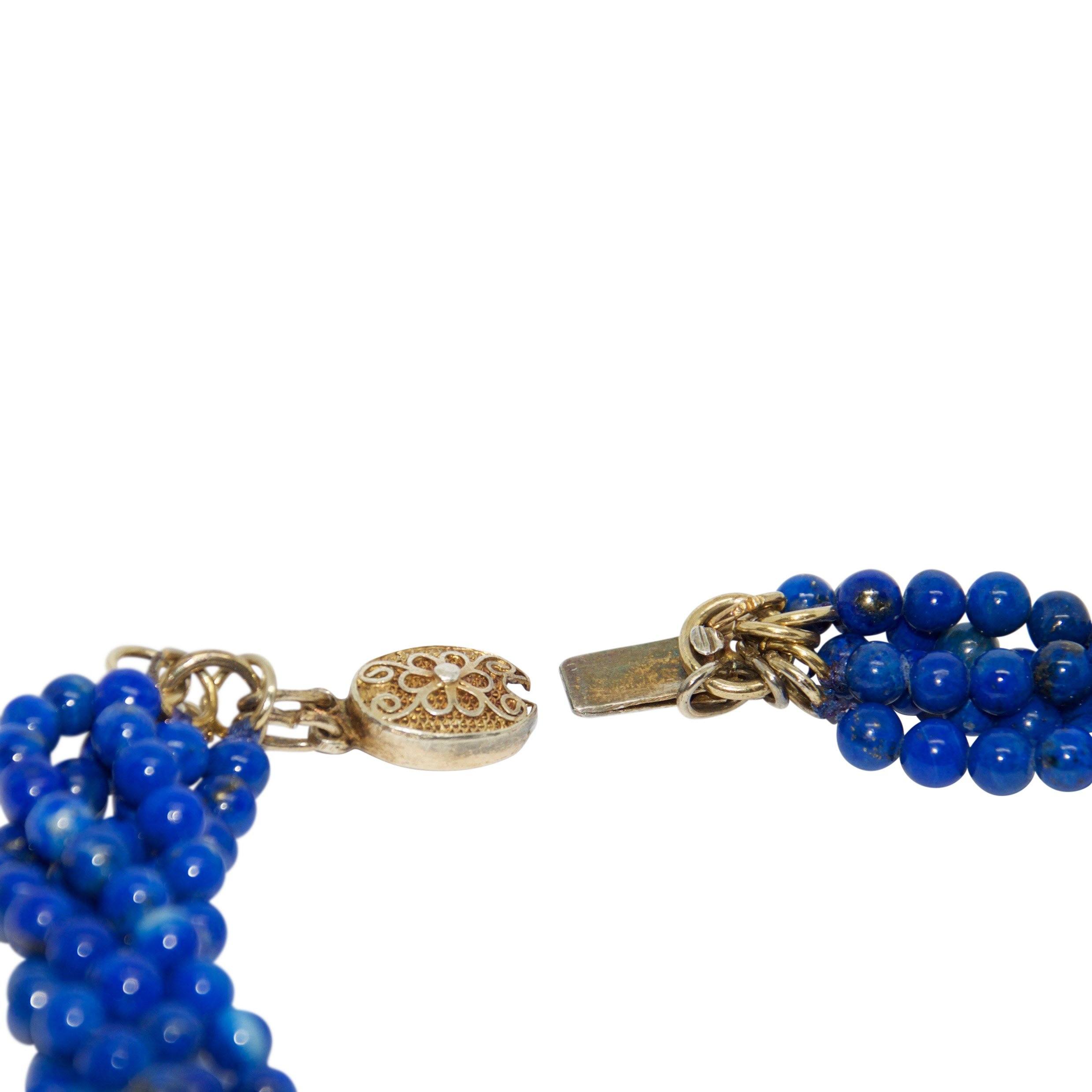 Five Strand Lapis Lazuli Bead Necklace