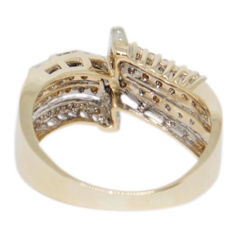 Four-Row Baguette and Round Cut Diamond Ring