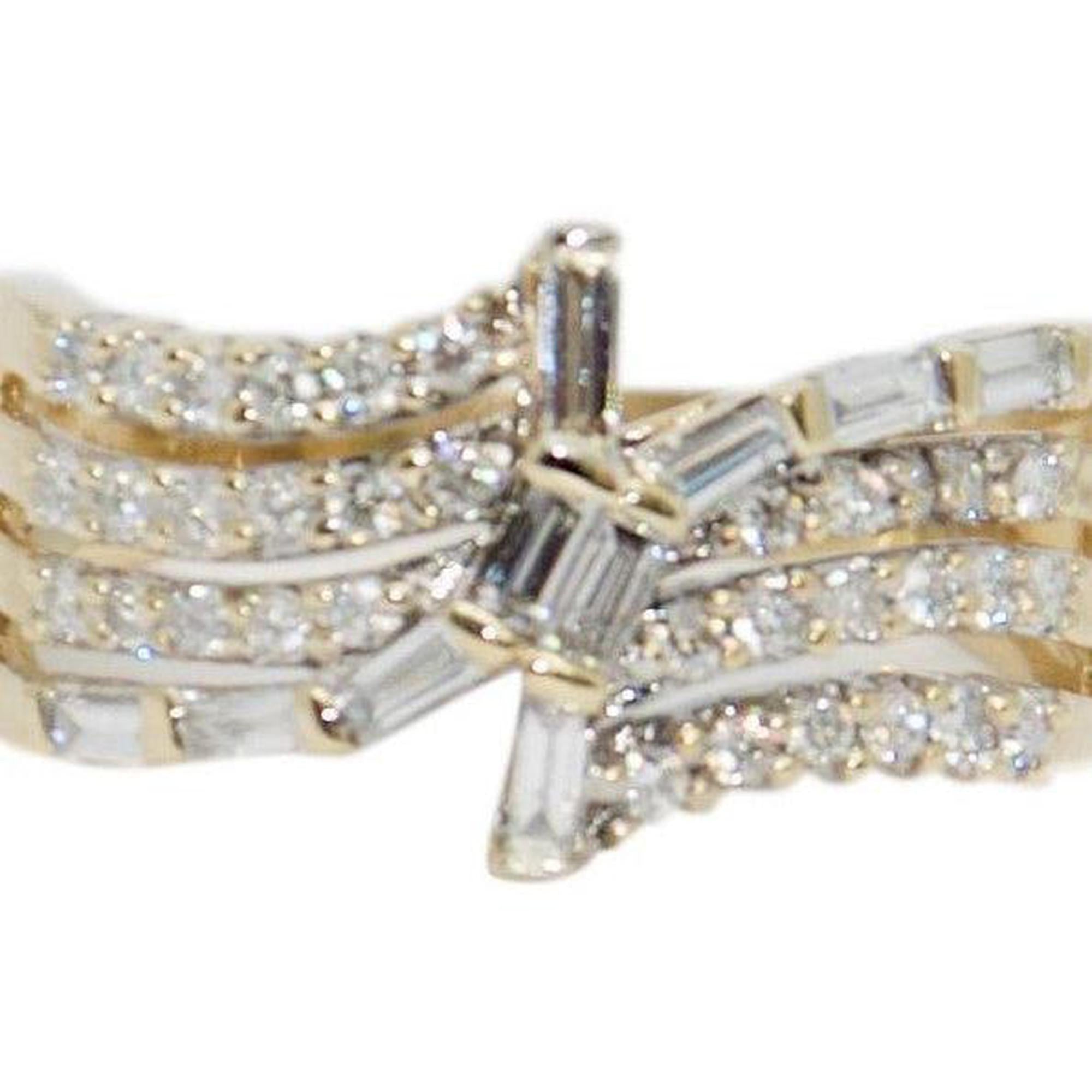 Four-Row Baguette and Round Cut Diamond Ring