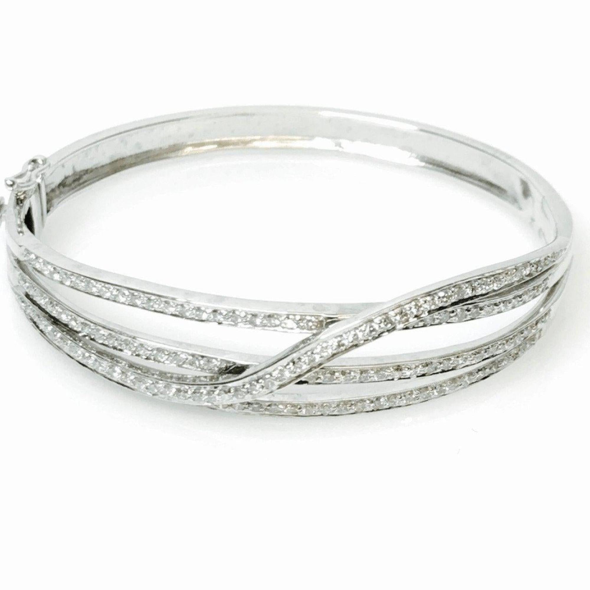 Four Row Diamond Bangle Bracelet