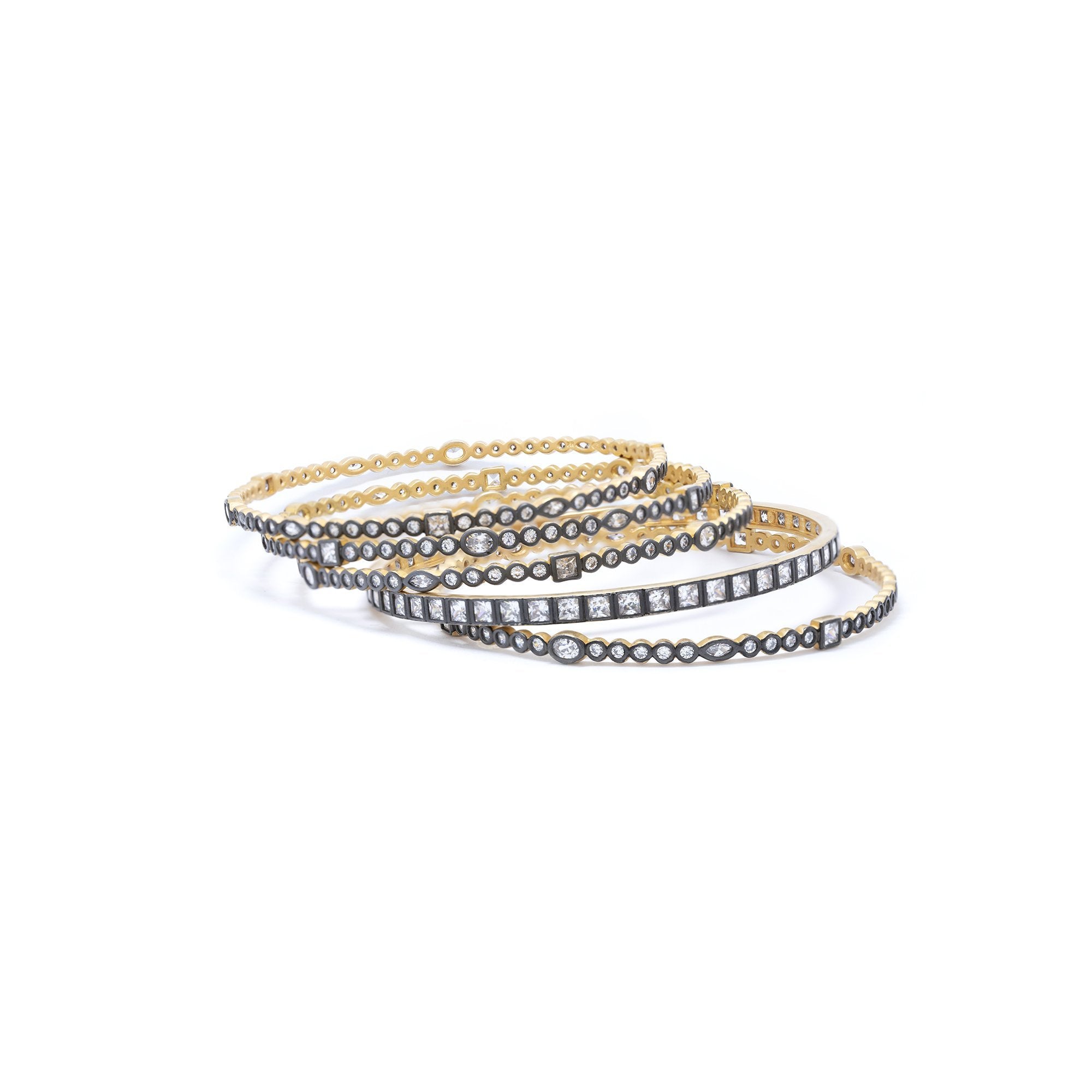 Freida Rothman Alternating Stone Radiance Bangle Stack