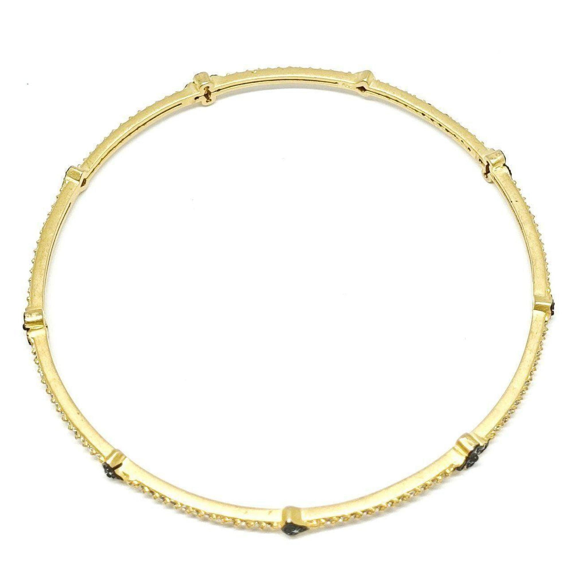 Freida Rothman Clover Station Bangle in 14kt Gold Plated Sterling Silver with Cubic Zirconias
