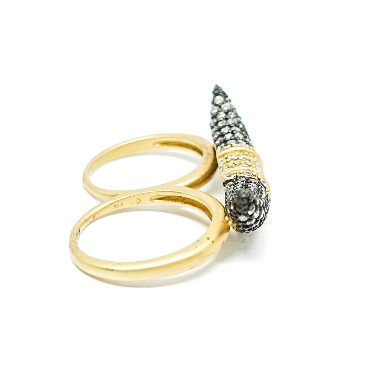 Freida Rothman Crystal Horn Double Ring in 14kt Gold