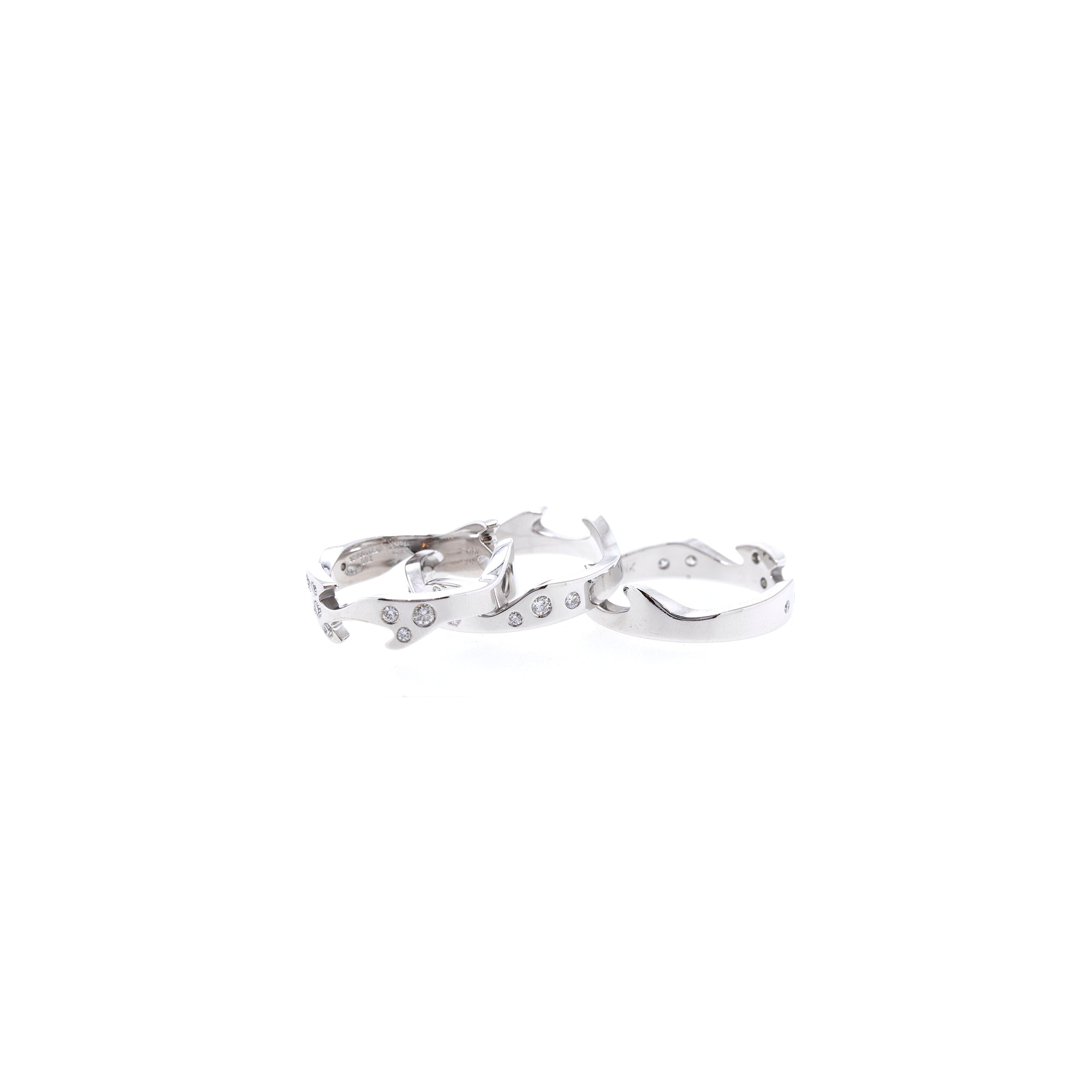 Georg Jensen 18k White Gold Diamond Fusion 3 Piece Ring Set