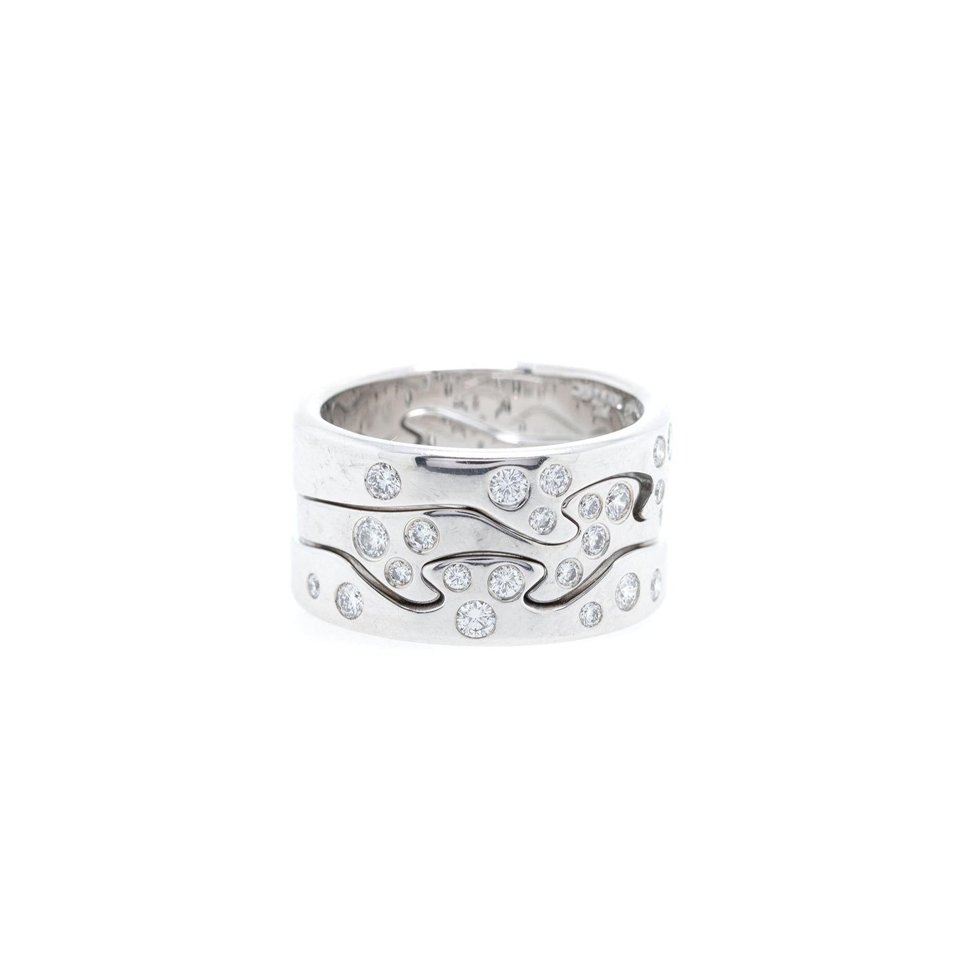 Georg Jensen 18k White Gold Diamond Fusion 3 Piece Ring Set
