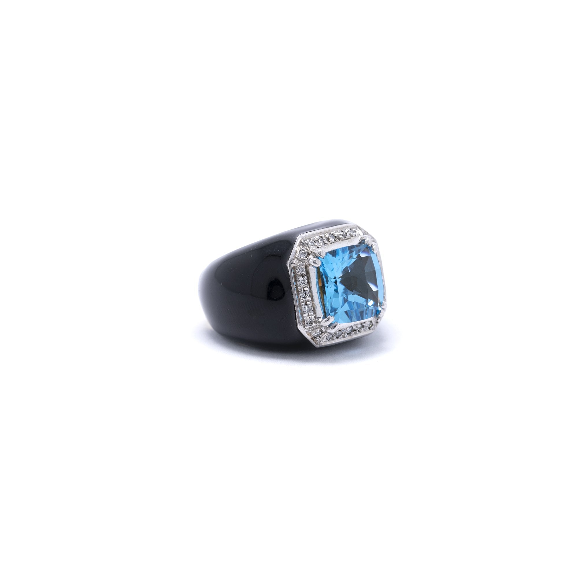 Grimoldi Blue Topaz and Diamond Cocktail Ring