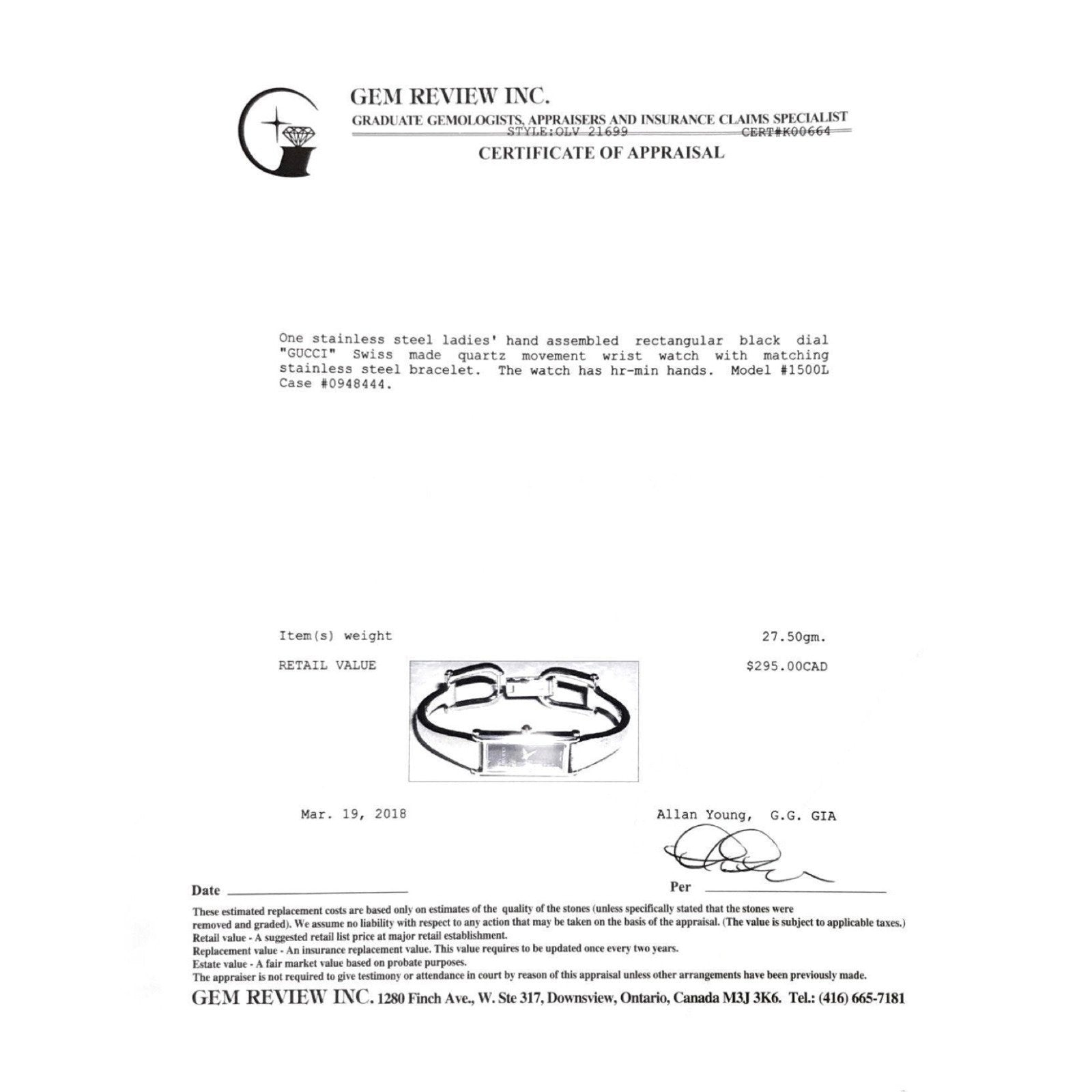 Gucci 1500 L Quartz Wrist Watch in Stainless Steel