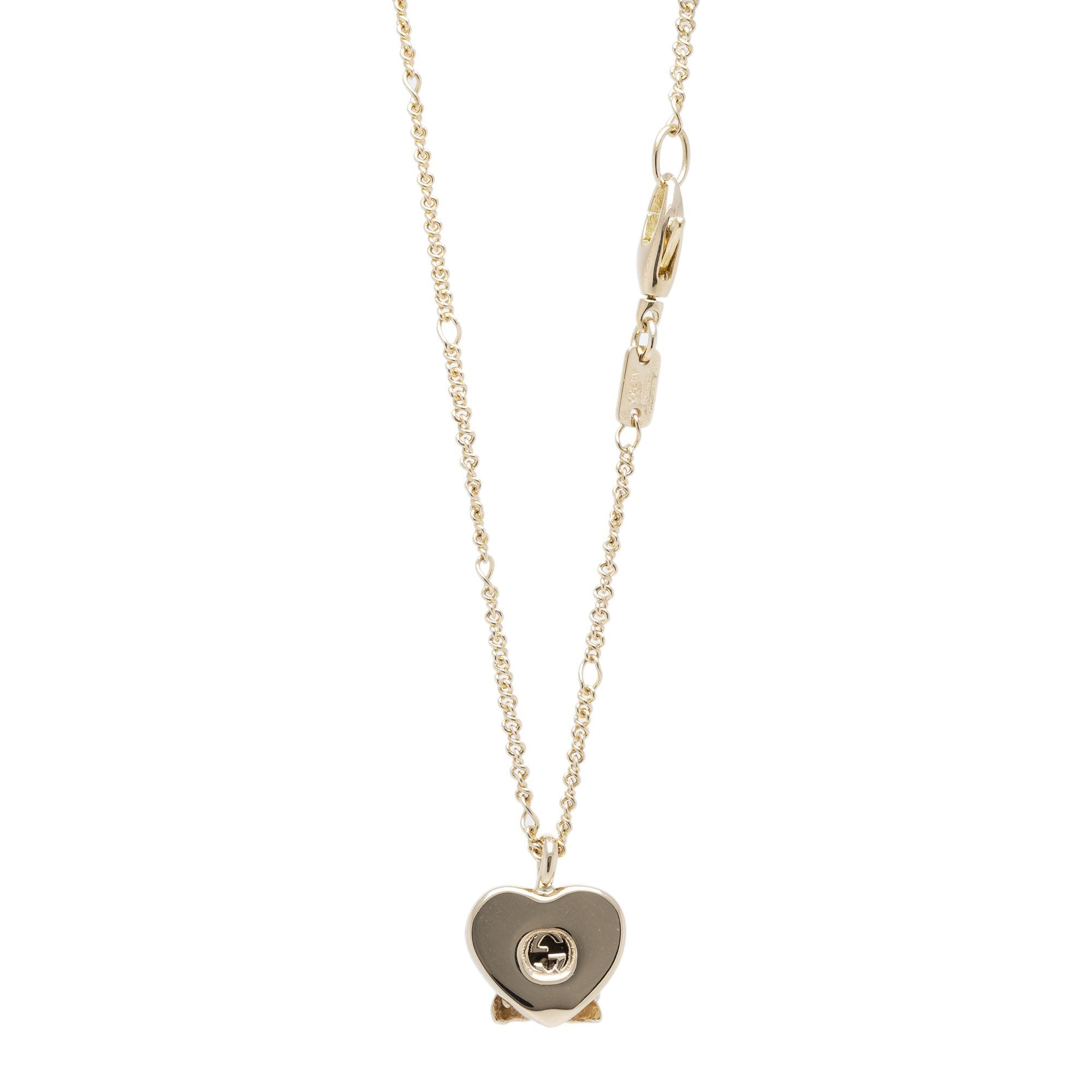 Gucci 18k Gold Bee Heart Pendant Necklace