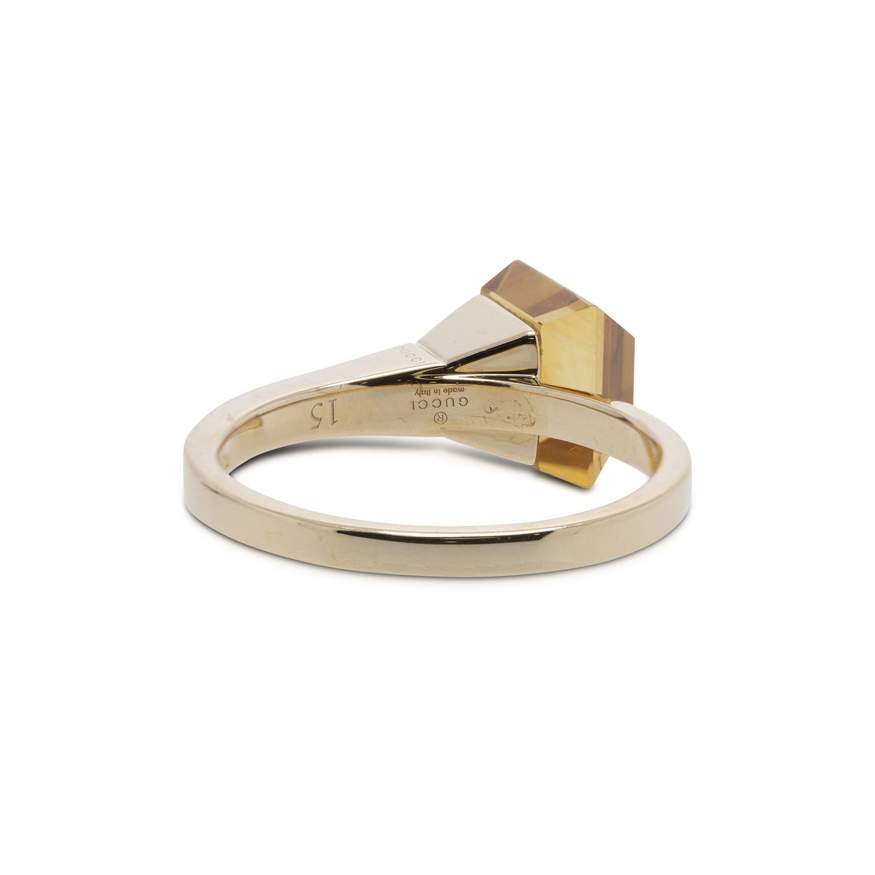 Gucci 18k Gold Citrine & Mother of Pearl Doublet Chiodo Cocktail Ring
