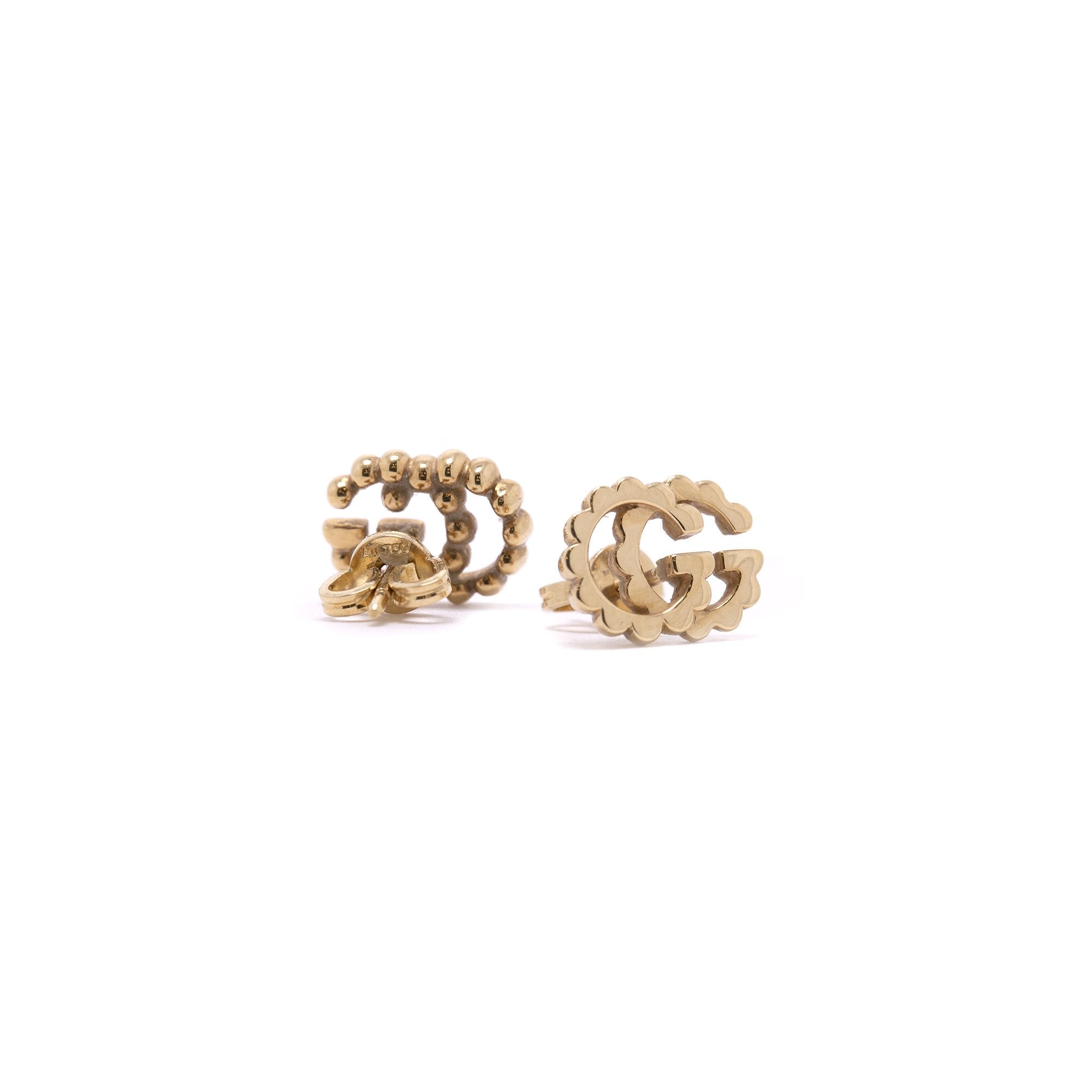 Gucci 18k Gold GG Running Stud Earrings w/ Box