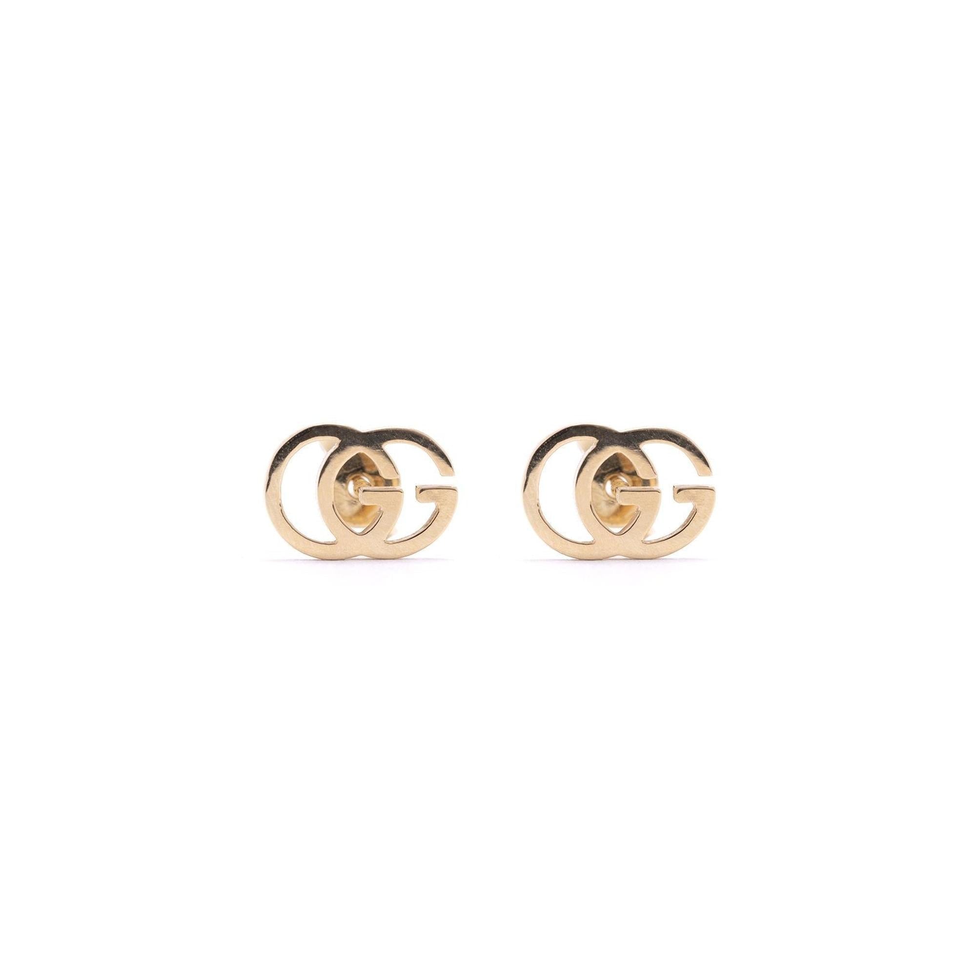 Gucci 18k Gold GG Tissue Stud Earrings w/ Box
