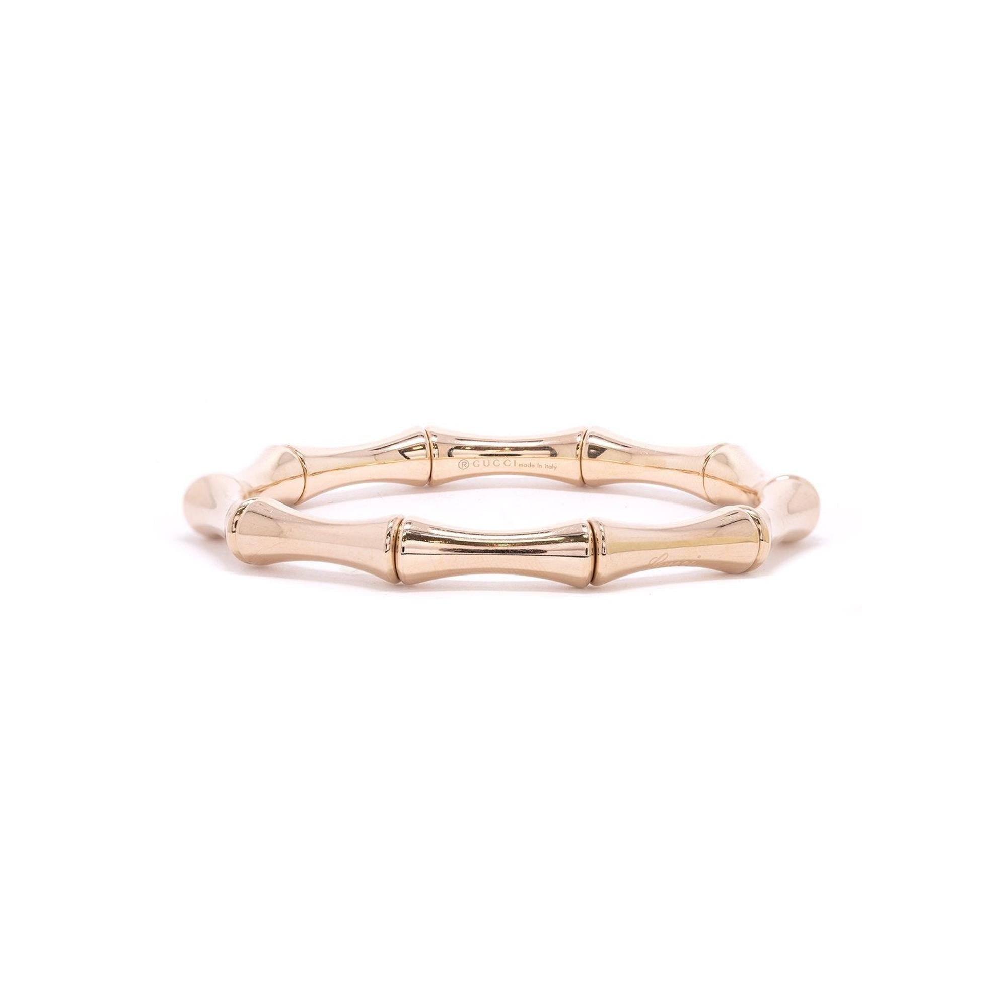 Gucci 18k Rose Gold Bamboo Bangle Bracelet w/ Box