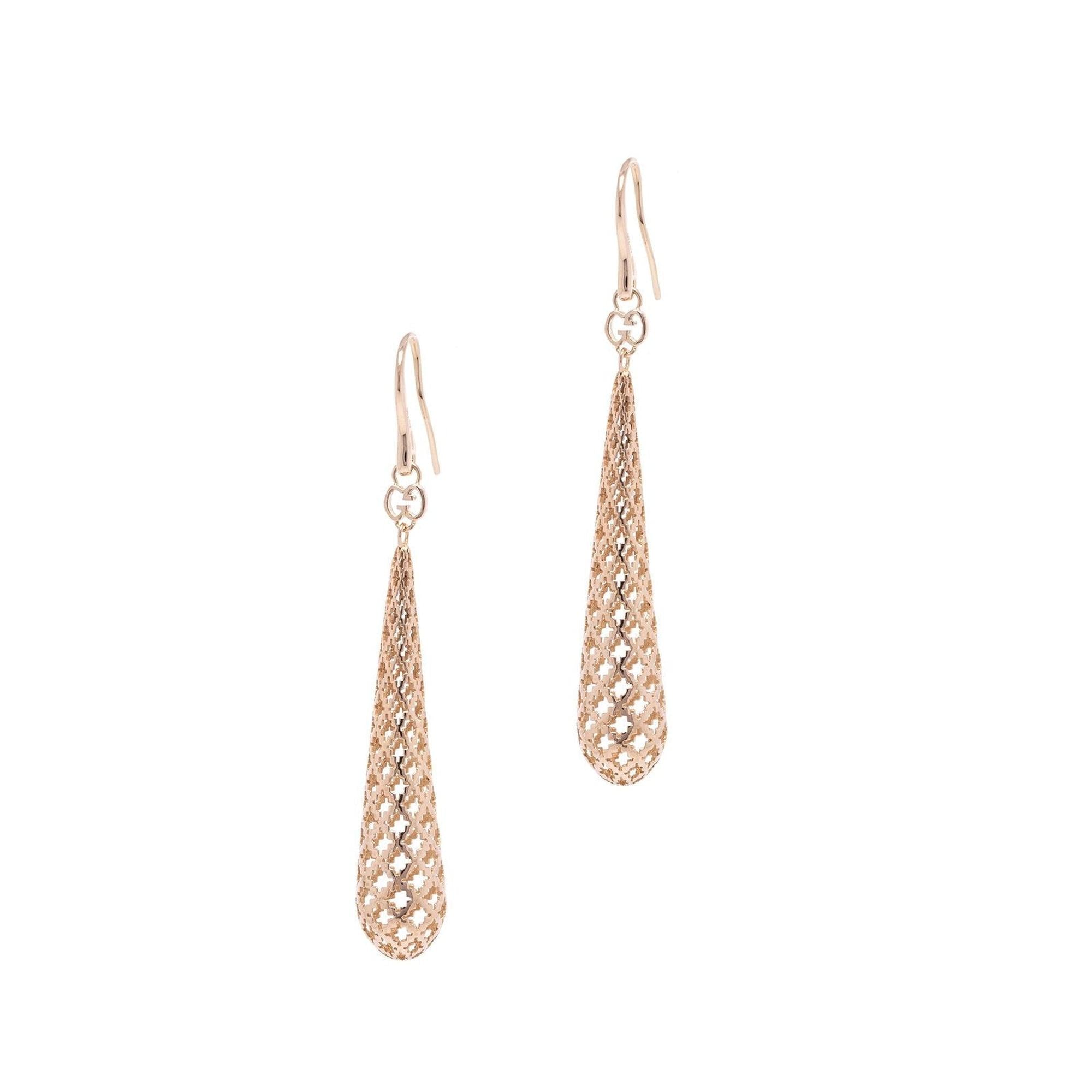 Gucci 18k Rose Gold Diamantissima Drop Earrings w/ Box