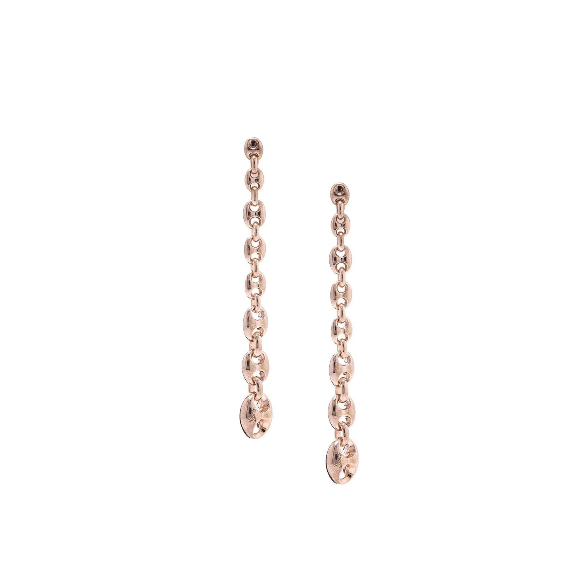 Gucci 18k Rose Gold Marina Chain Earrings w/ Box