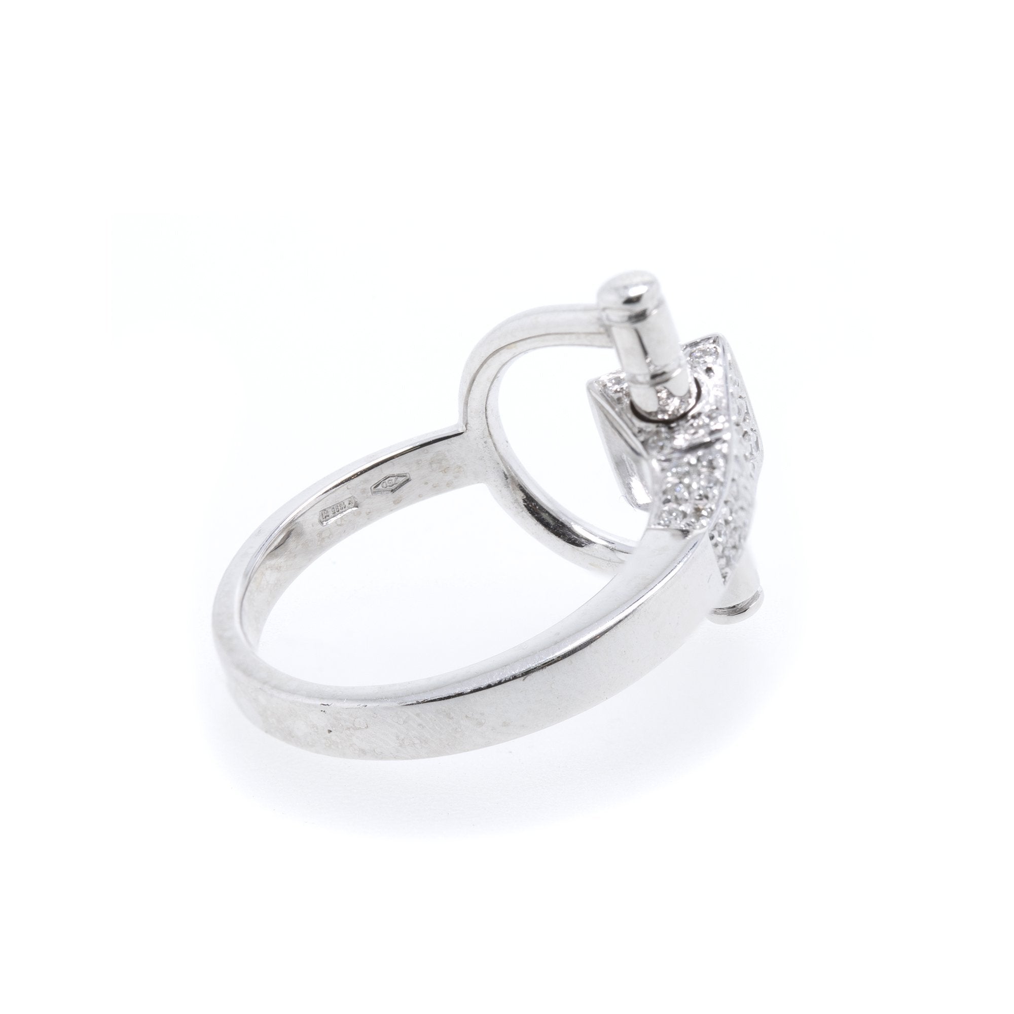 Gucci 18k White Gold Horsebit Cocktail Ring