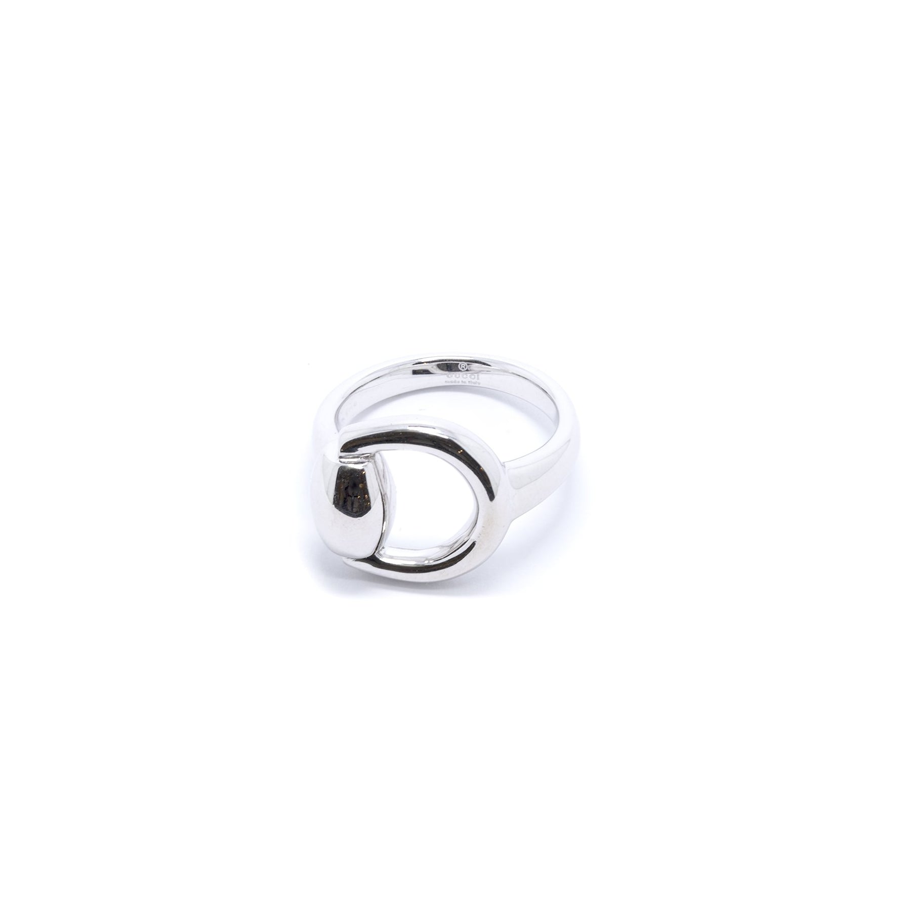 Gucci 18k White Gold Horsebit Ring