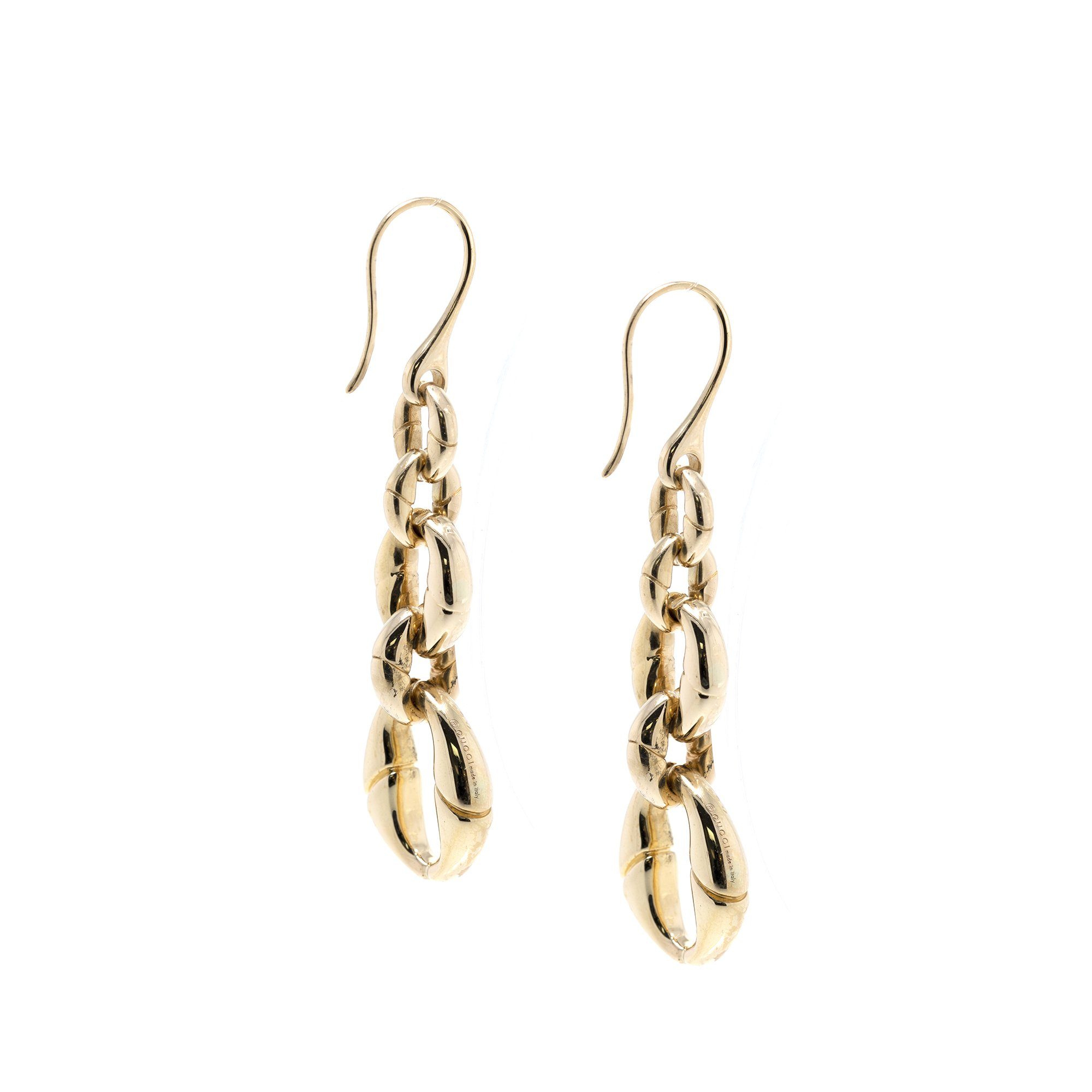 Gucci 18k Yellow Gold Bamboo Link Drop Earrings