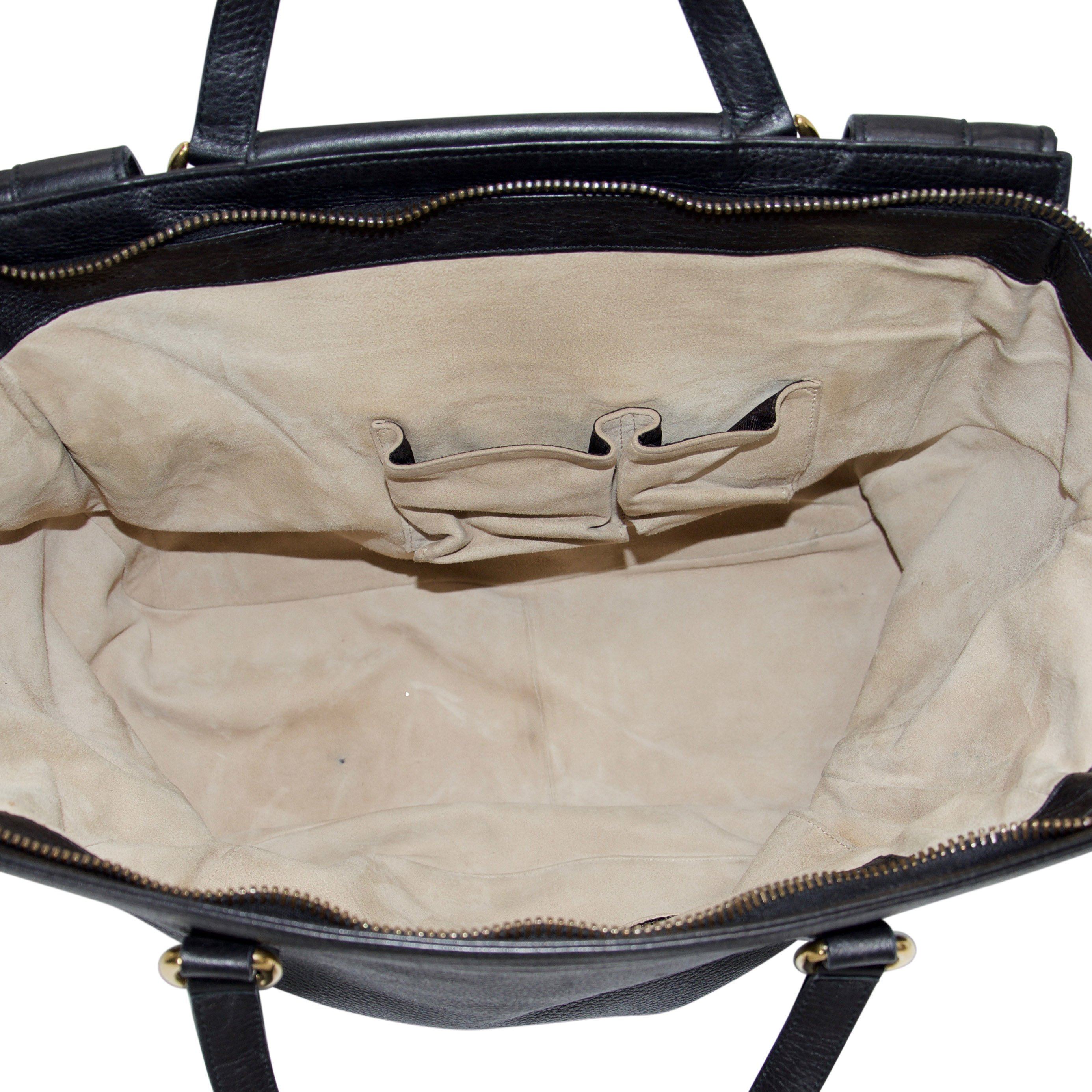 Gucci 1973 Black Leather Large Top Handle Bag