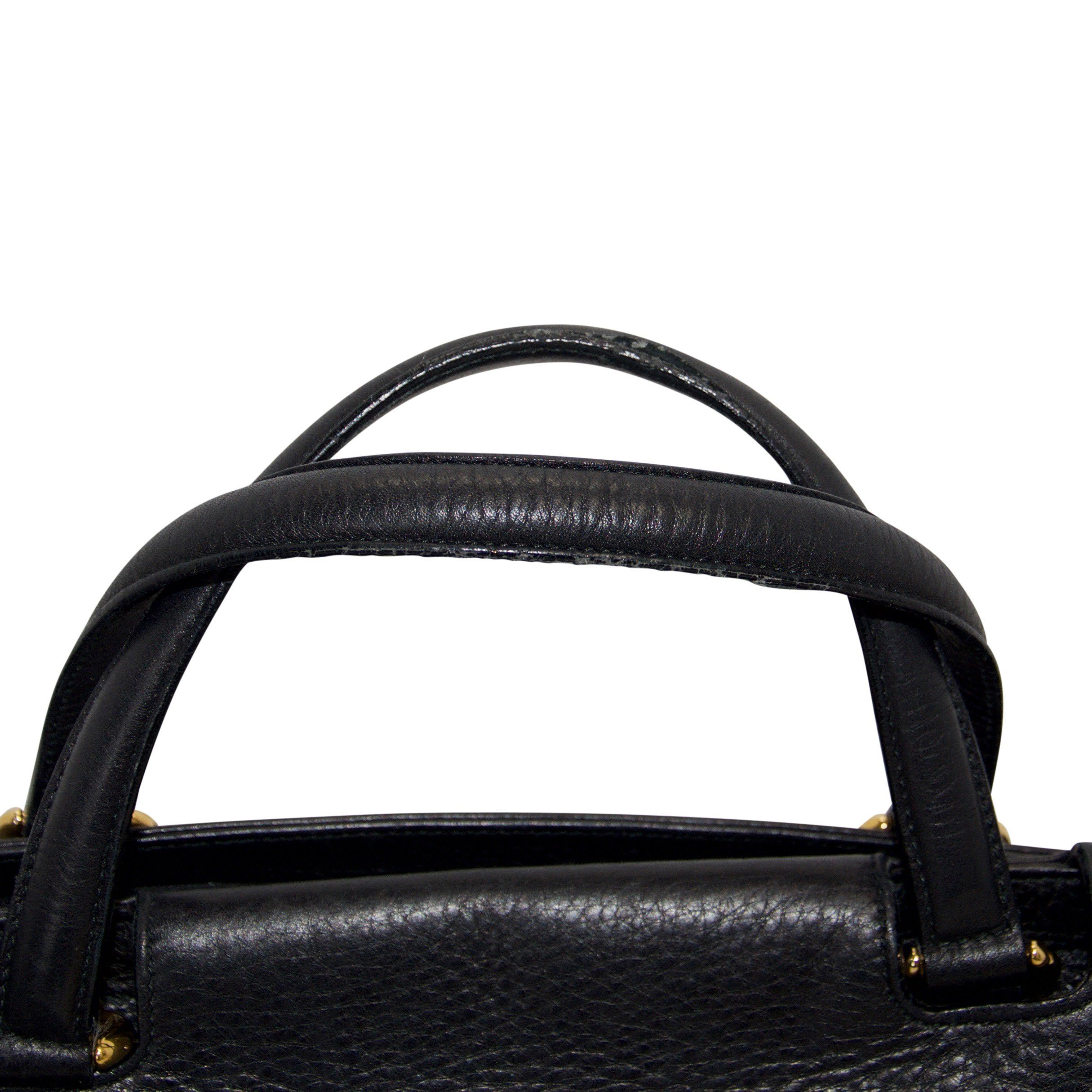 Gucci 1973 Black Leather Large Top Handle Bag
