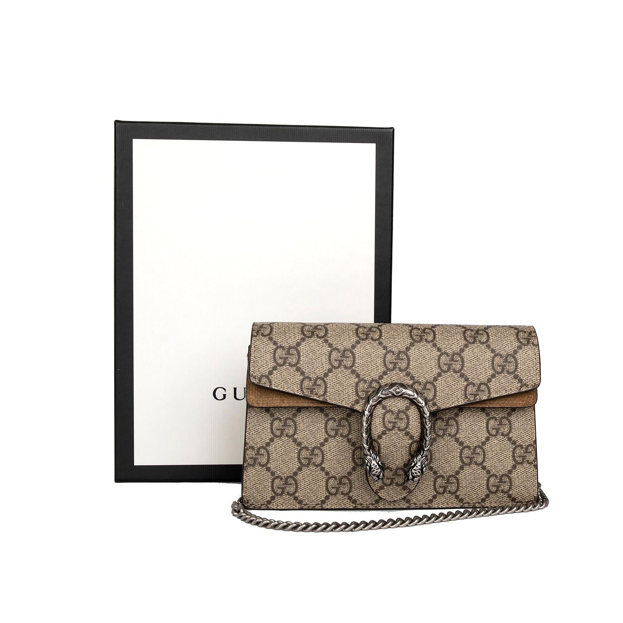 Gucci 2021 Dionysus GG Supreme Super Mini Bag w/ Box & Receipt