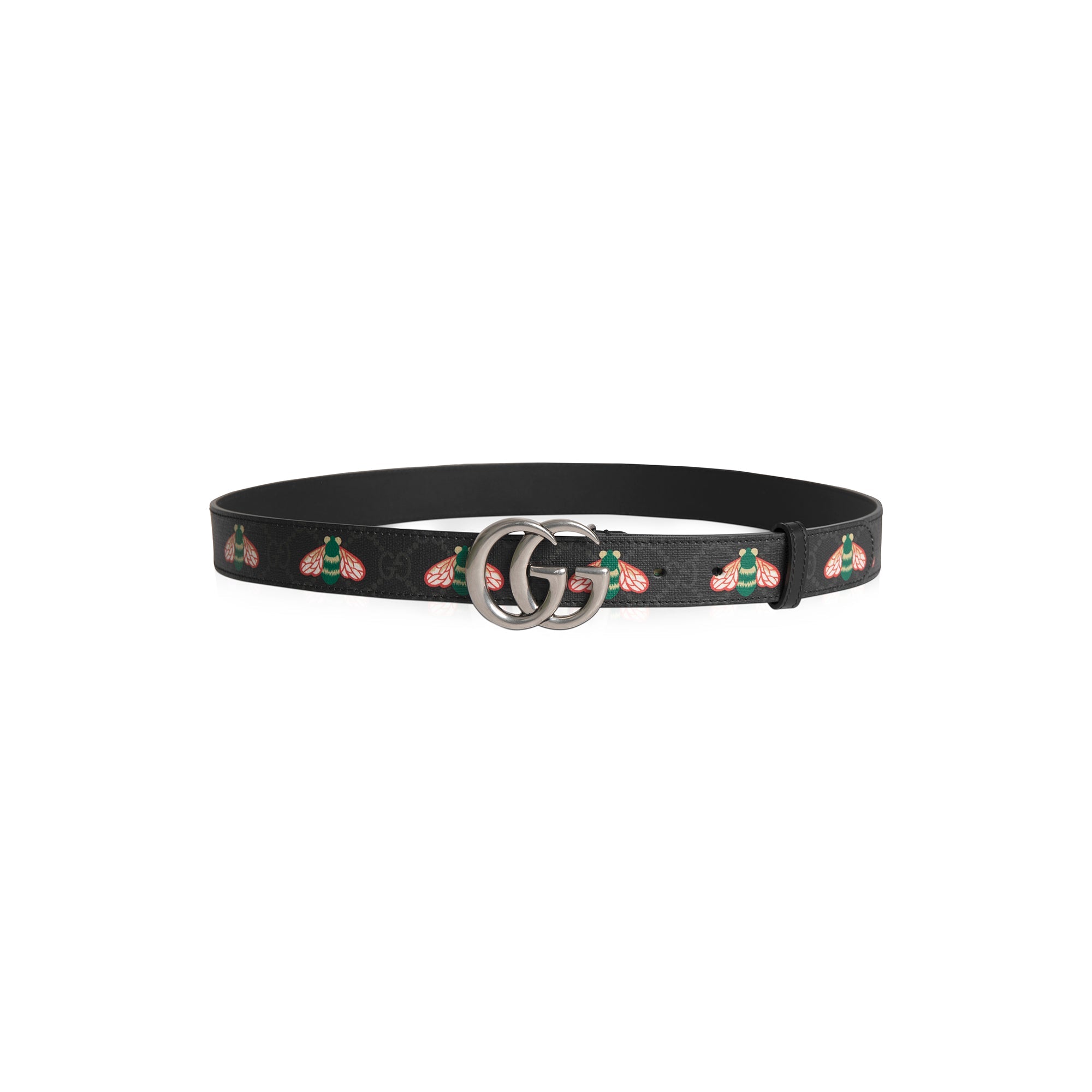 Gucci Bee Accent GG Supreme Thin Belt with Double G Buckle w/ Box