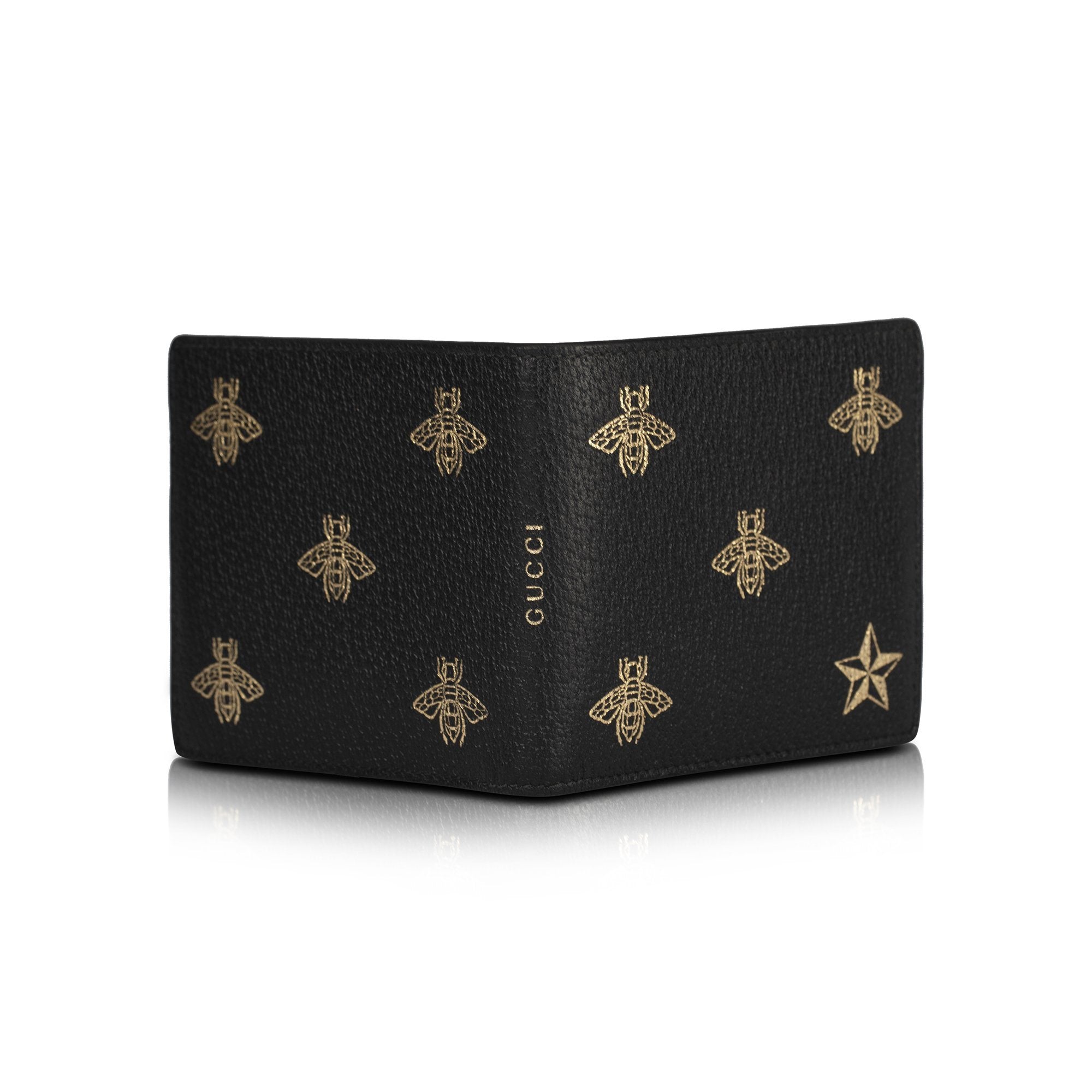 Gucci Bee Star Leather Bi-Fold Wallet