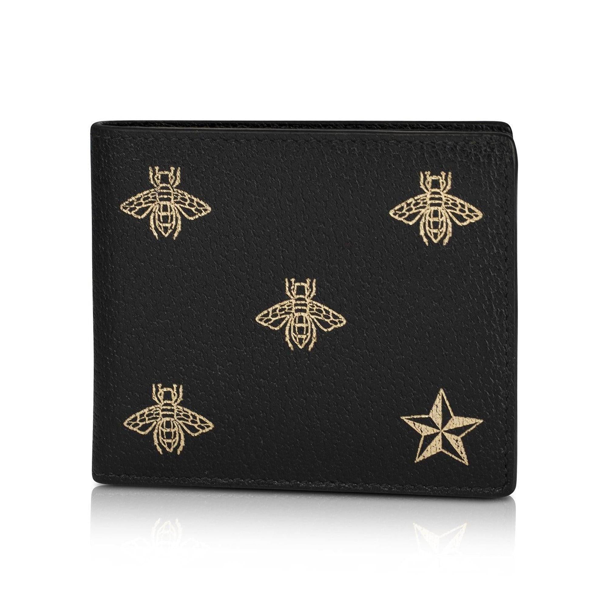Gucci Bee Star Leather Bi-Fold Wallet