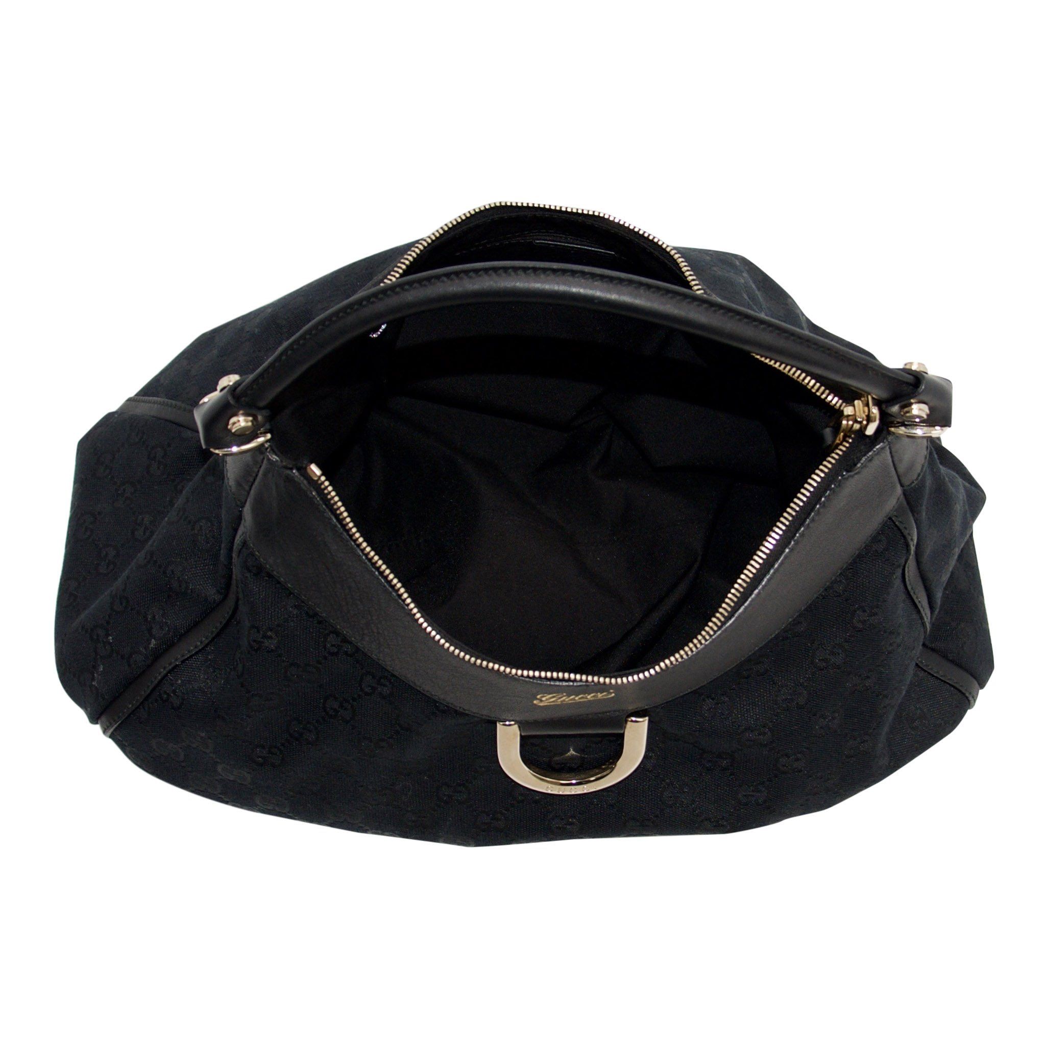 Gucci Black GG Canvas D Ring Hobo