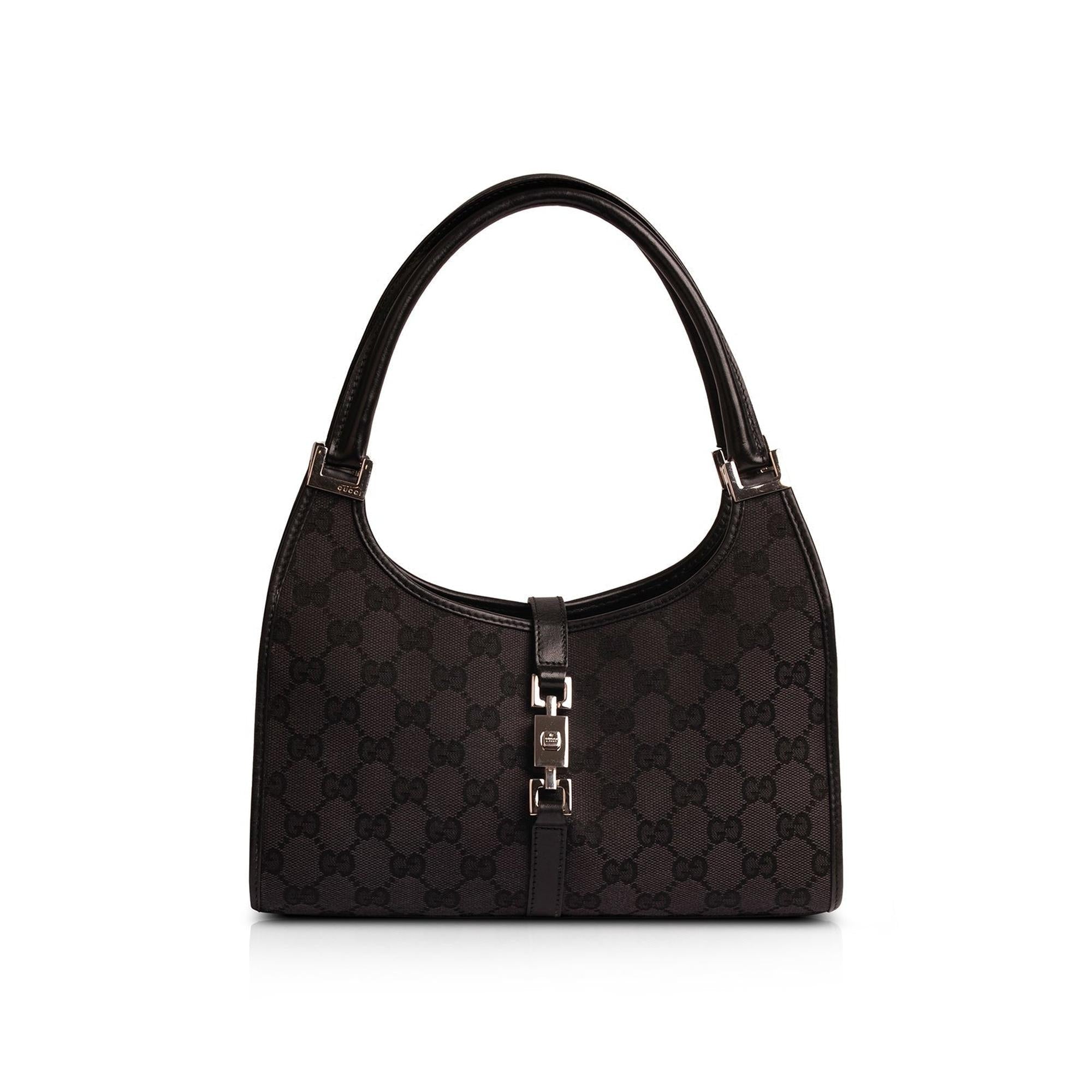 Gucci Black GG Canvas Jackie Bardot Bag