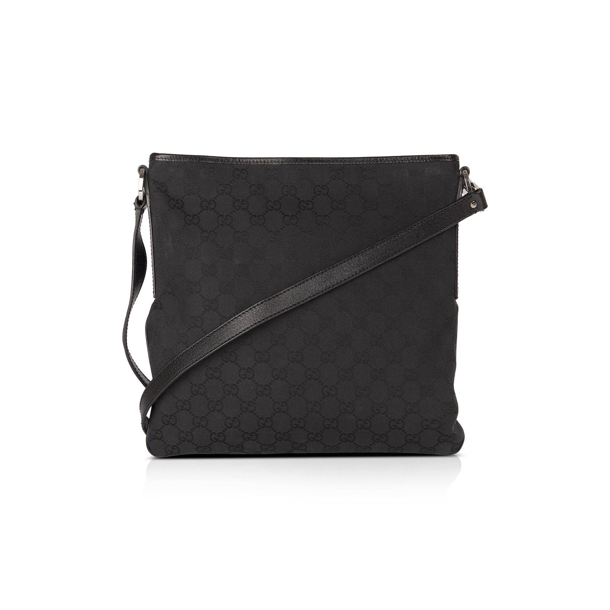 Gucci Black GG Canvas Messenger Bag