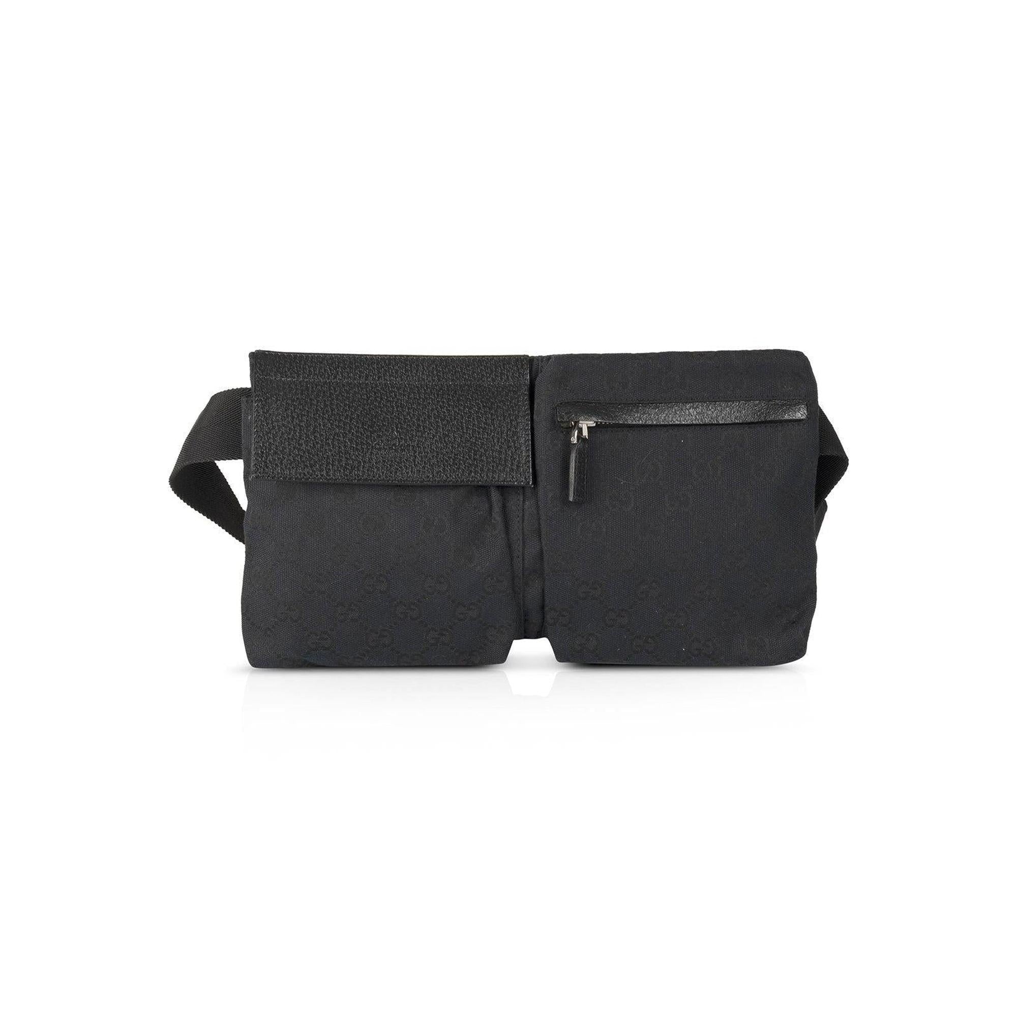 Gucci Black GG Canvas Waist Bag