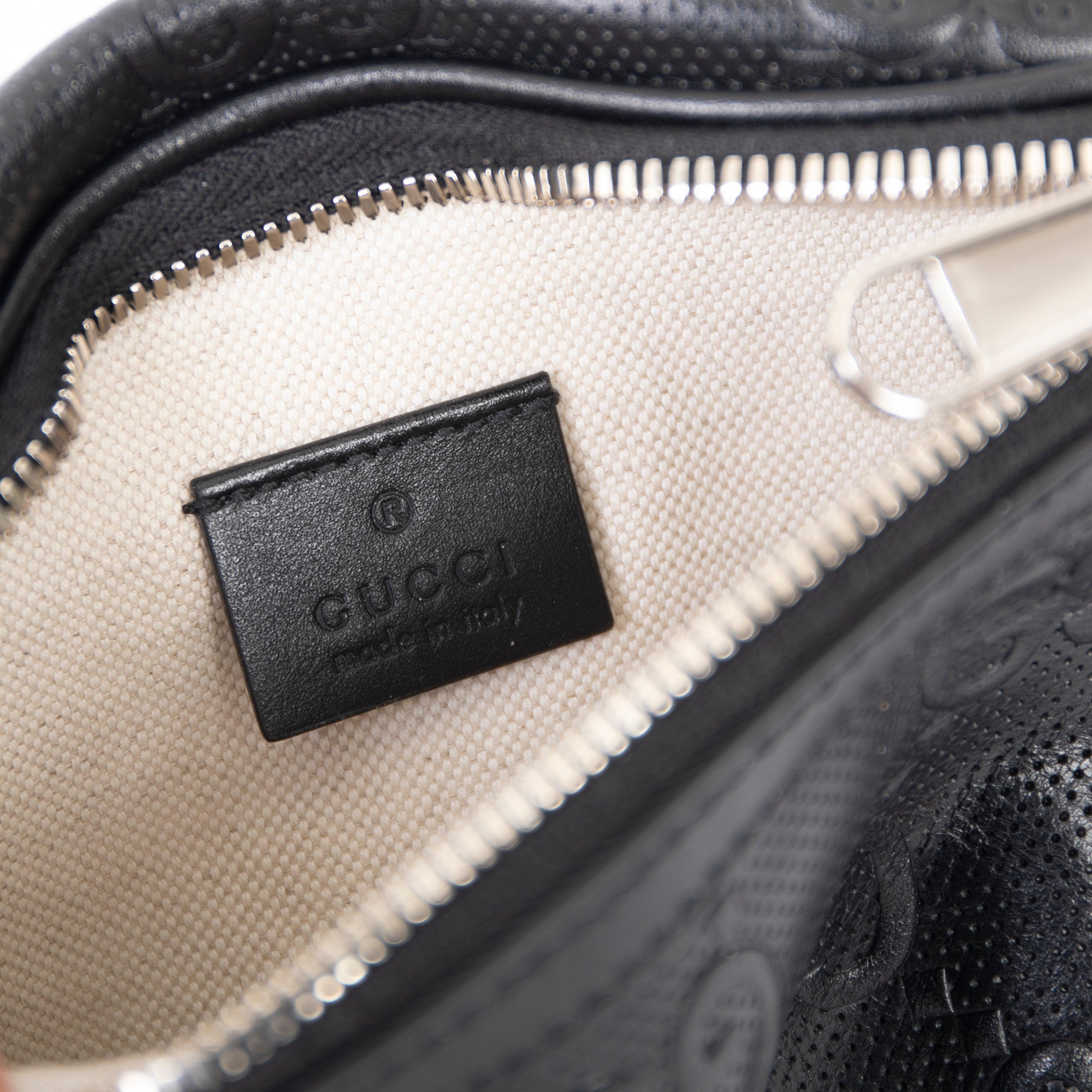 Gucci Black GG Embossed Belt Bag