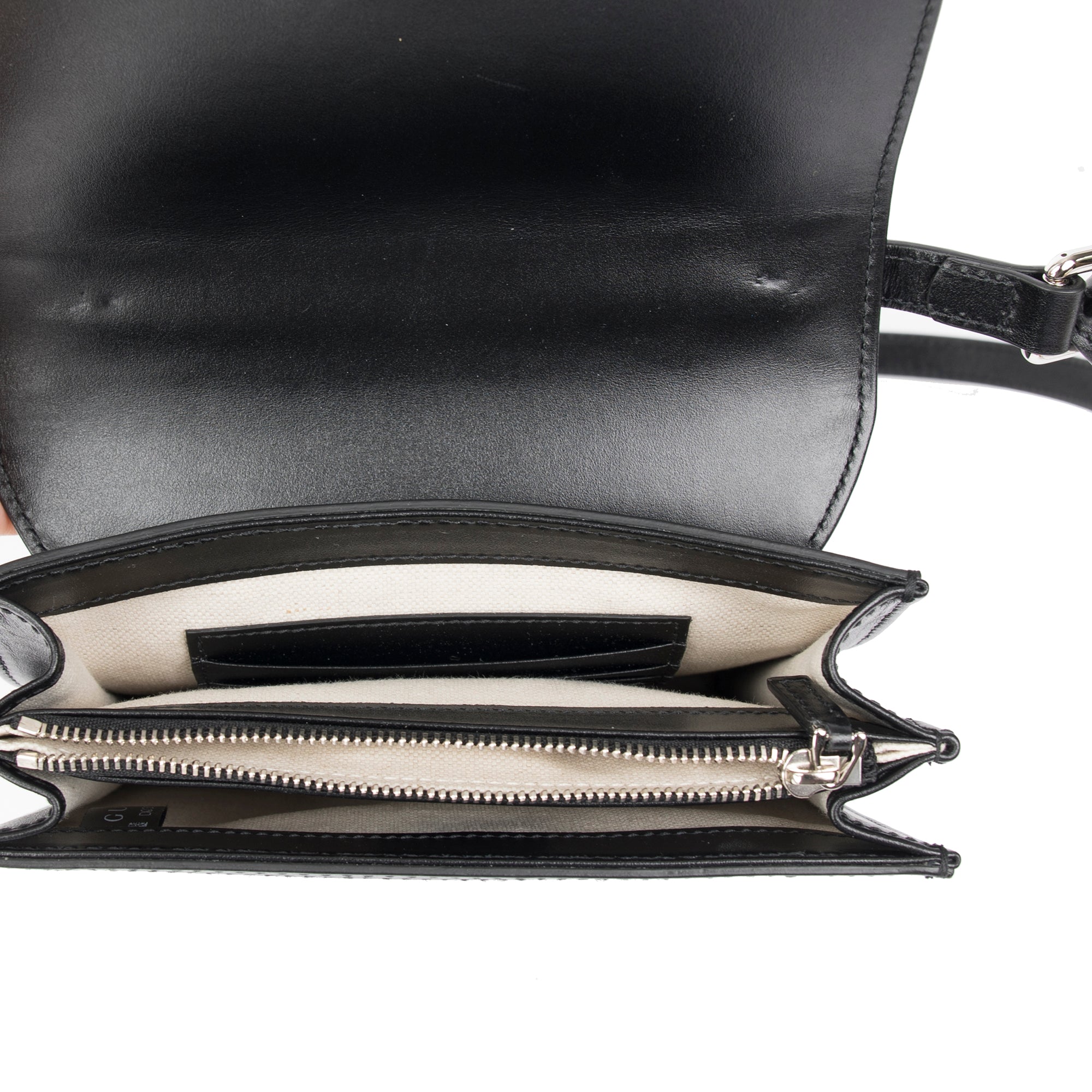 Gucci Black GG Embossed Messenger Bag w/ Box