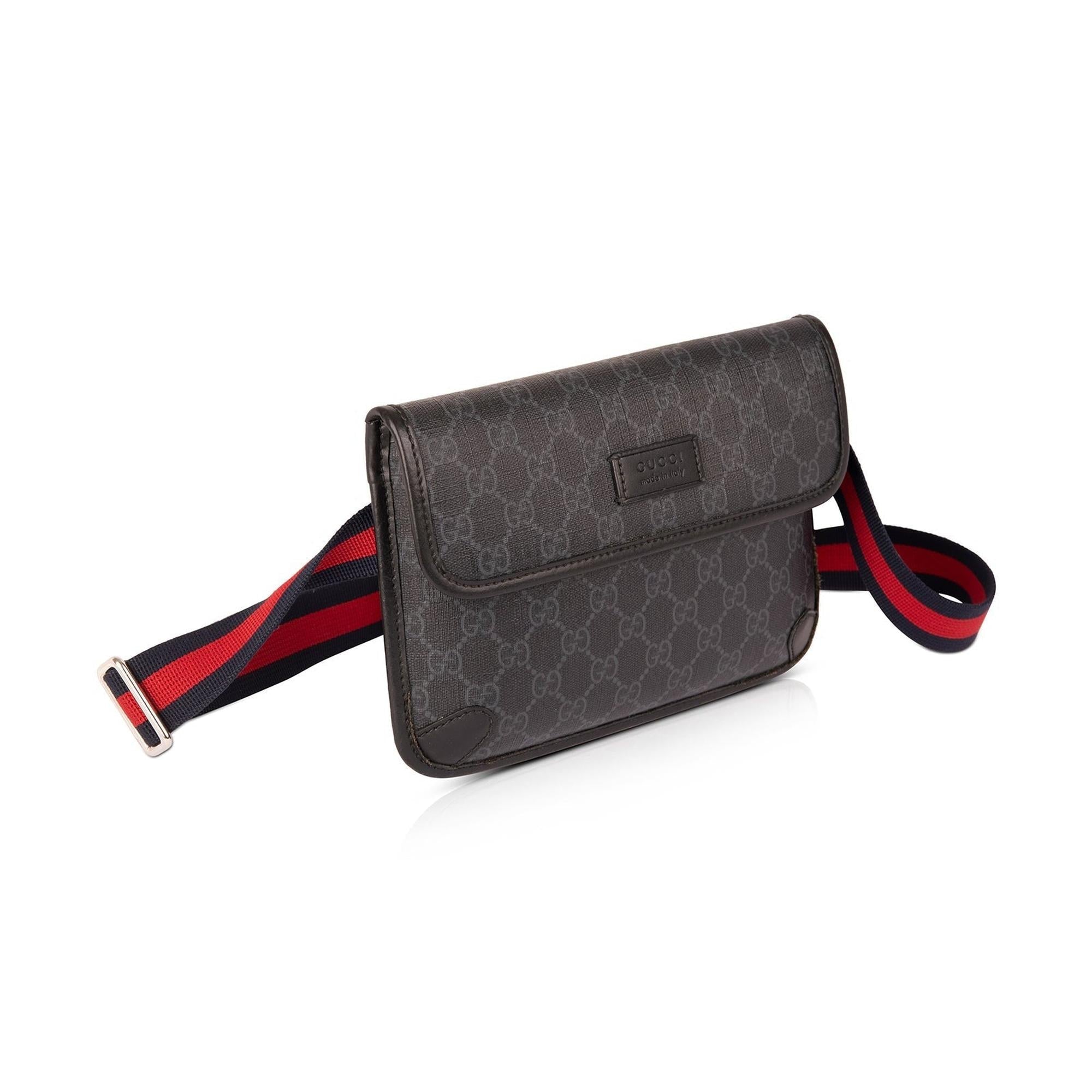 Gucci Black GG Supreme Web Belt Bag