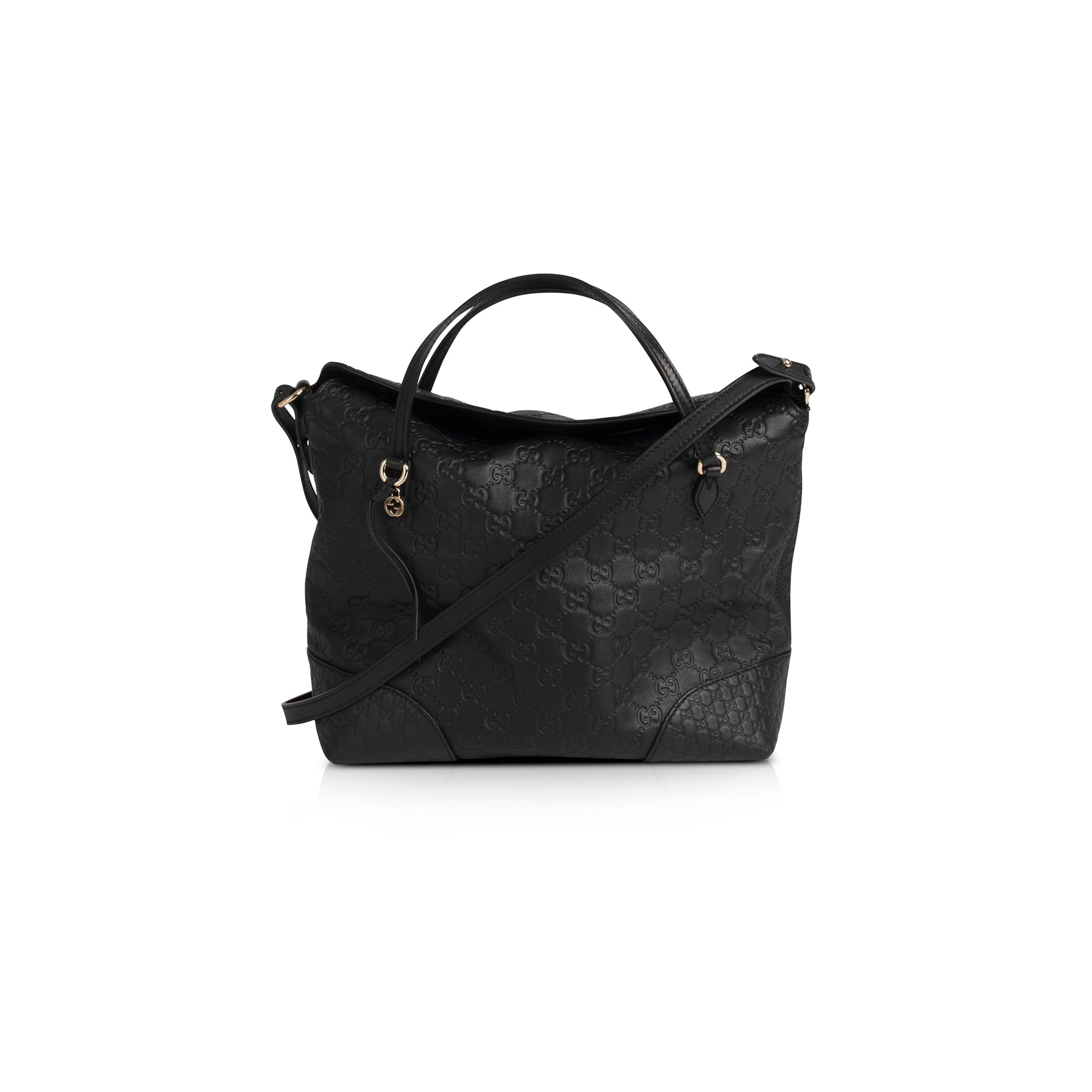Gucci Black Guccissima Bree Convertible Top Handle Bag w/ Box