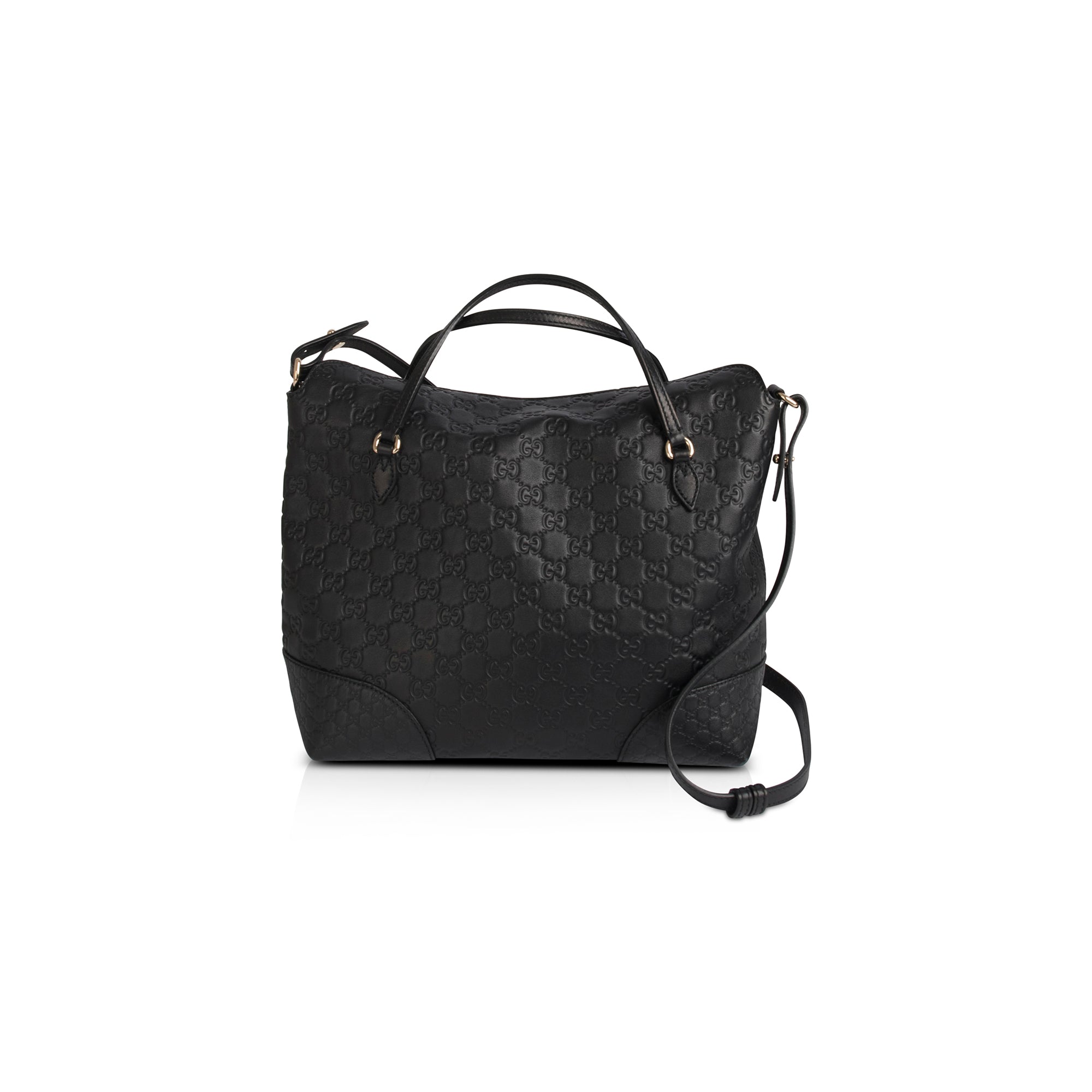 Gucci Black Guccissima Bree Convertible Top Handle Bag w/ Box