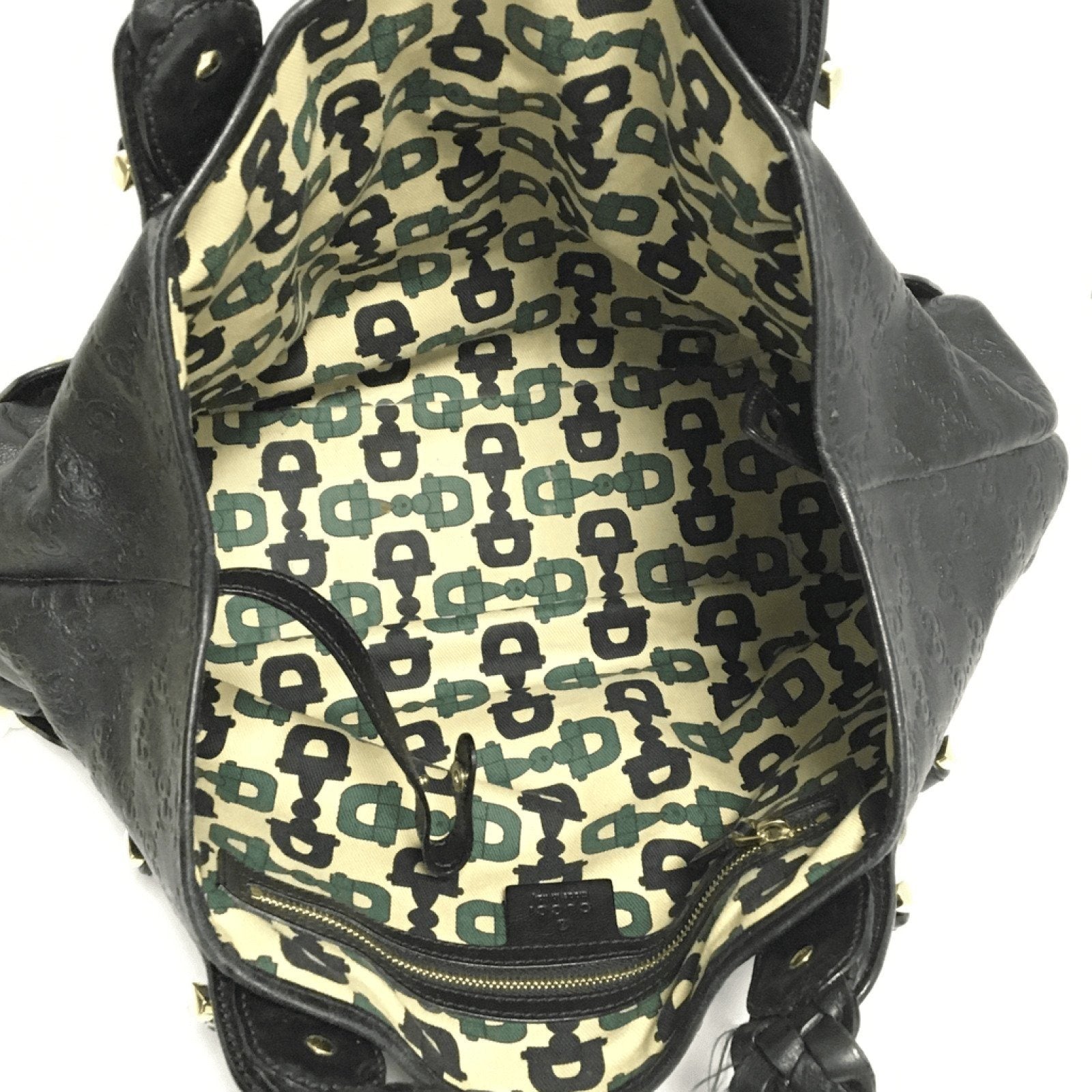 Gucci Black Guccissima Leather Studded Pelham Shoulder Bag