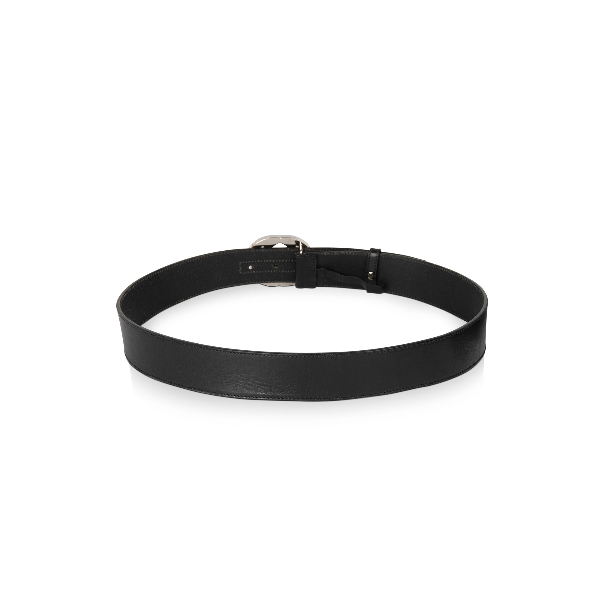 Gucci Black Leather Belt with Double G Buckle