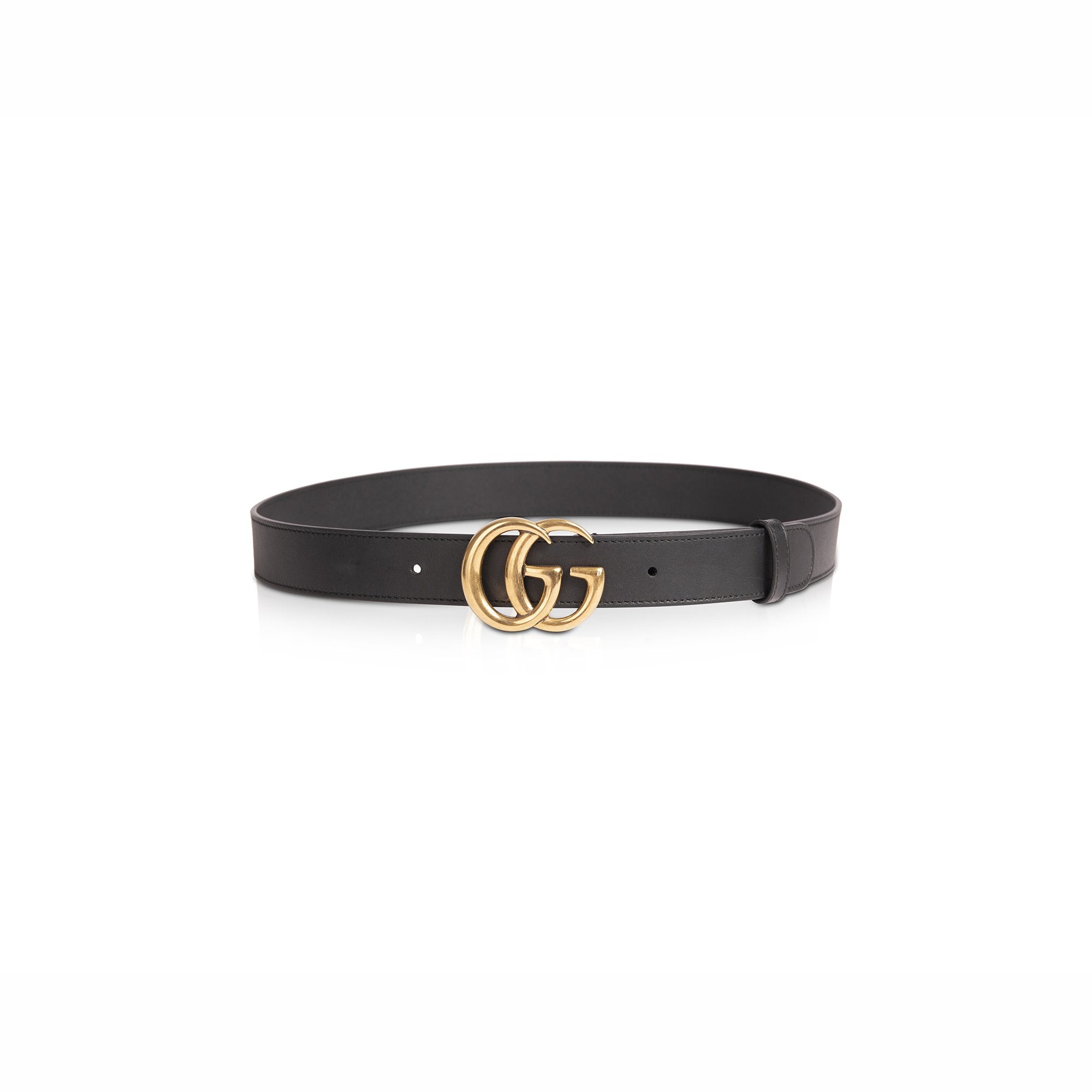 Gucci Black Leather Belt with Double G Buckle
