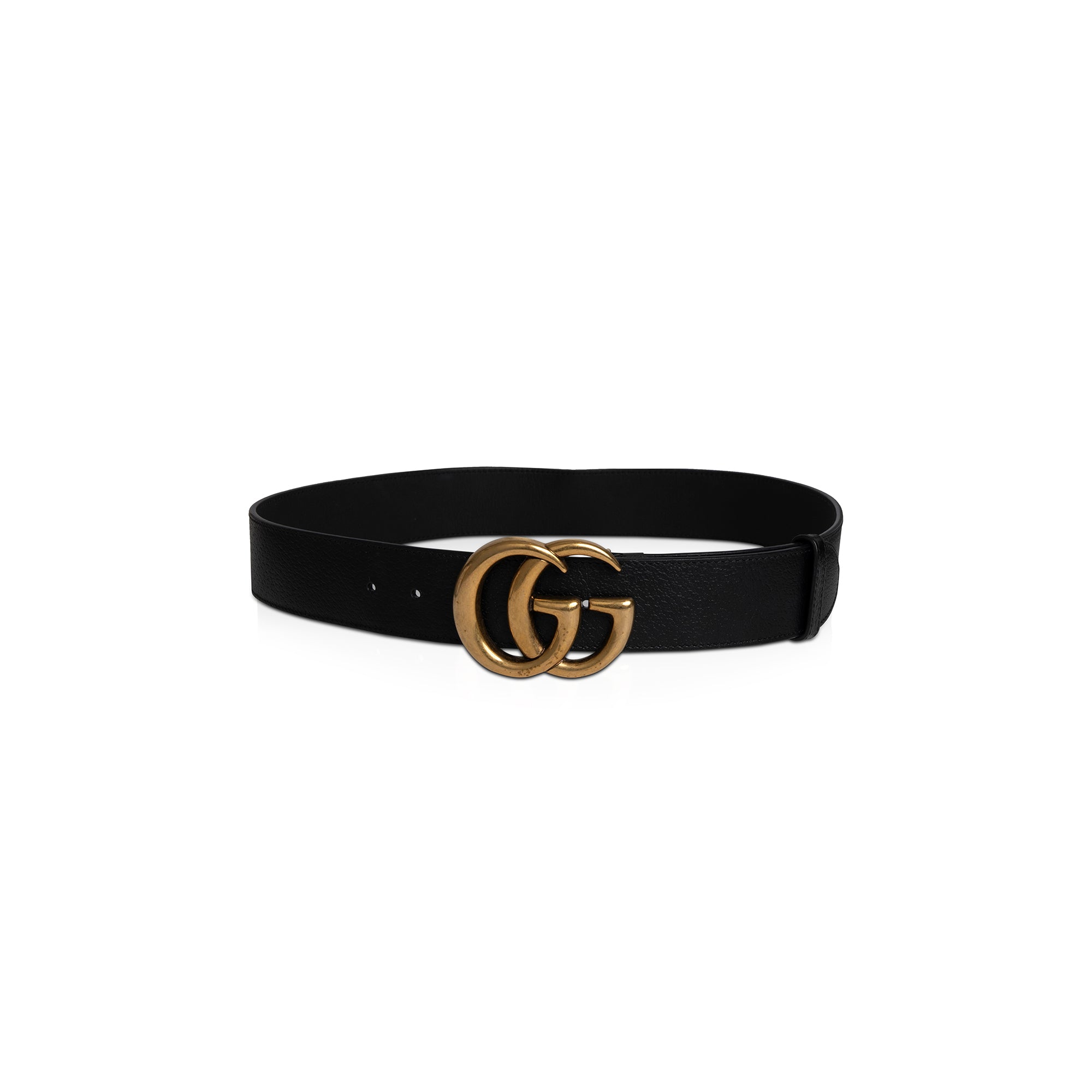 Gucci Black Leather Belt with Double G Buckle