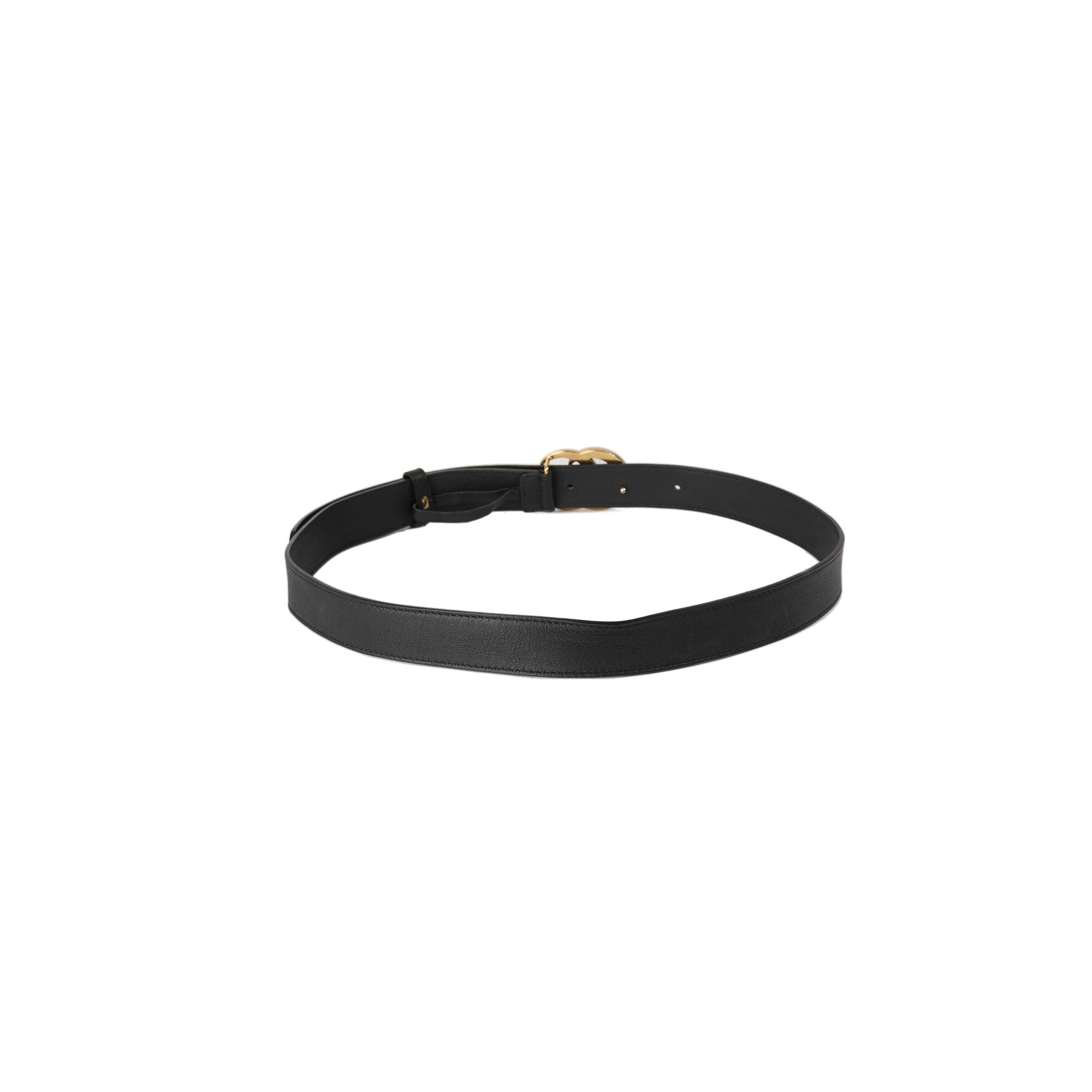 Gucci Black Leather Belt with Double G Buckle