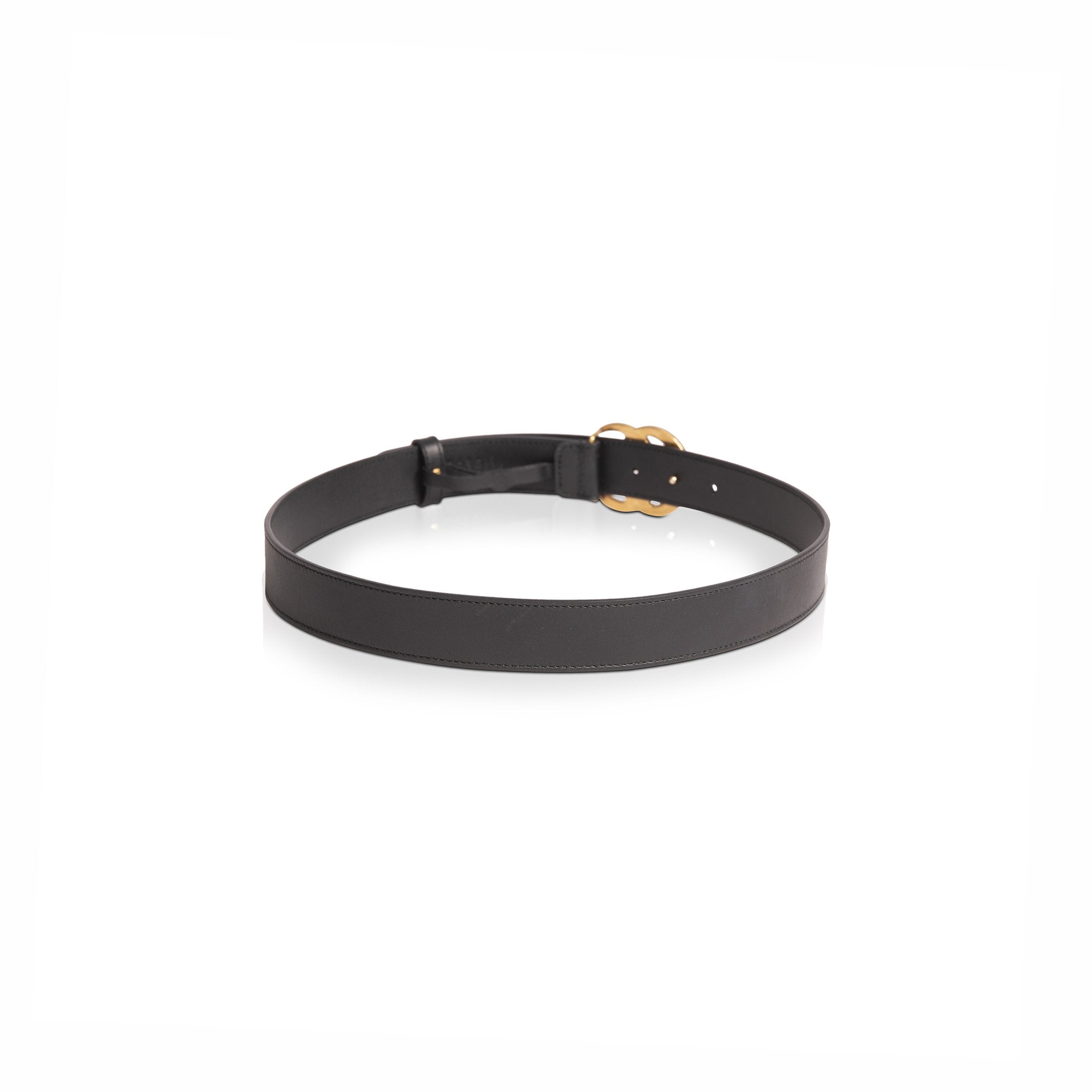 Gucci Black Leather Belt with Double G Buckle