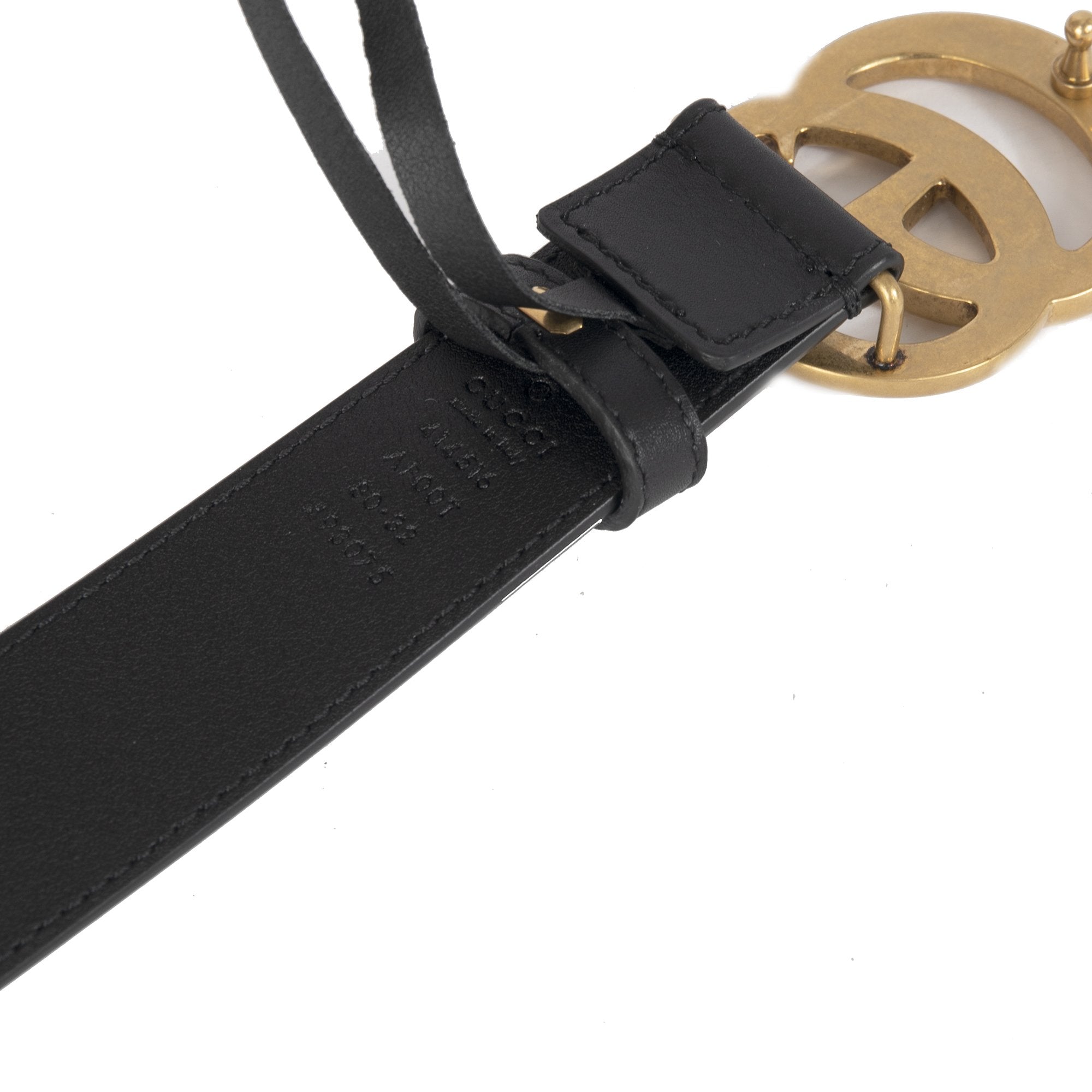 Gucci Black Leather Belt with Double G Buckle