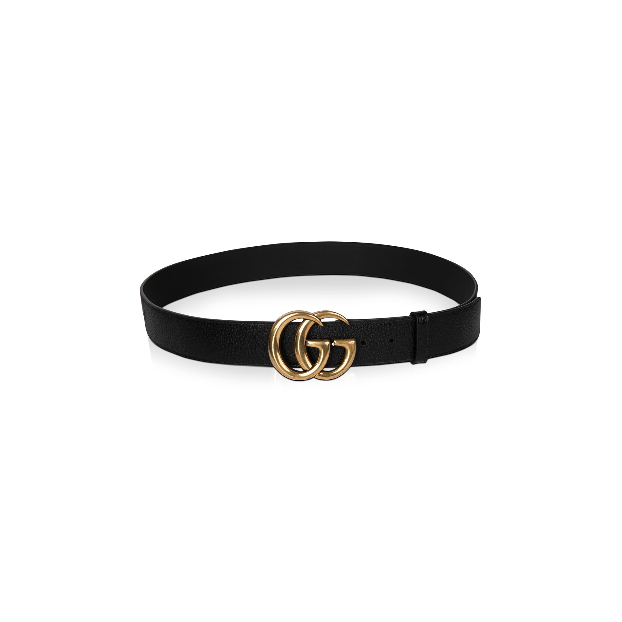 Gucci Black Leather Belt with Double G Buckle w/ Box