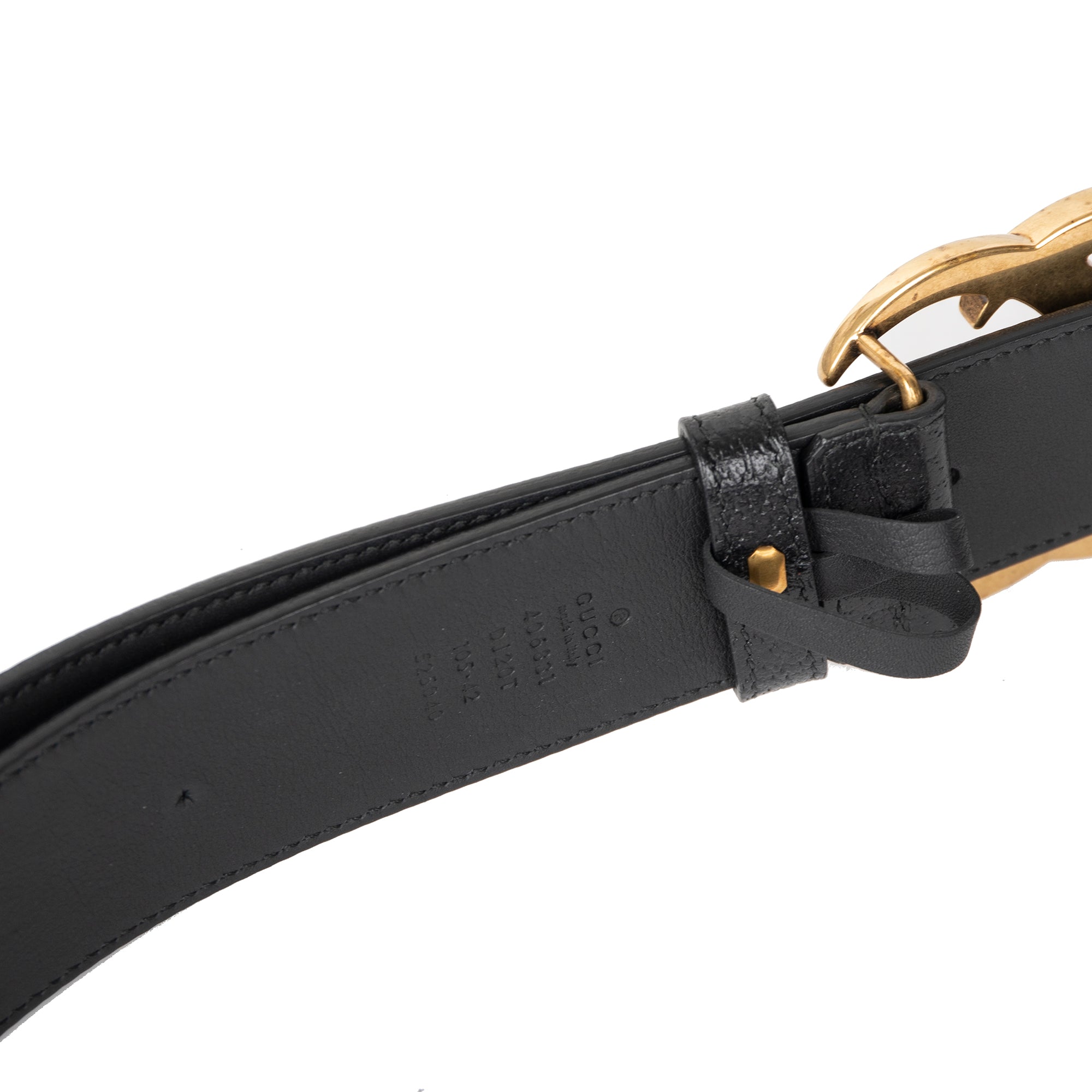 Gucci Black Leather Belt with Double G Buckle w/ Box